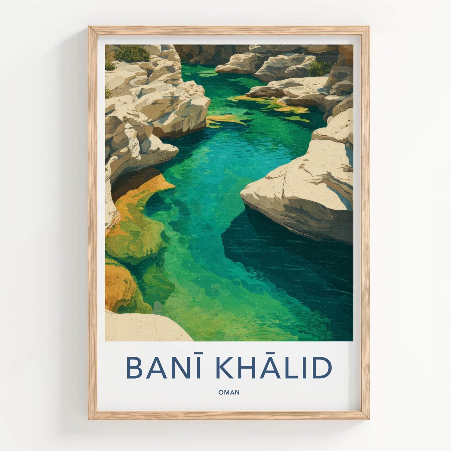 Bani Khalid Poster - Oman Scenic Art - Emerald Canyon Waters Wall Decor
