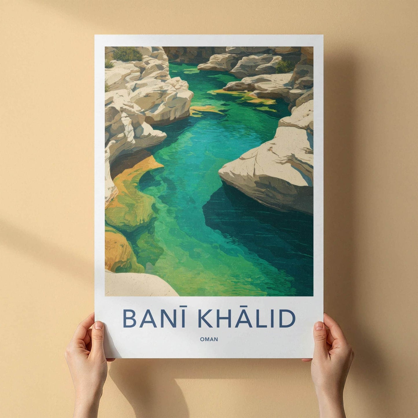 Bani Khalid Poster - Oman Scenic Art - Emerald Canyon Waters Wall Decor