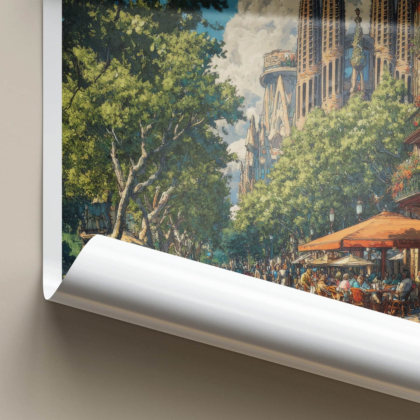 Barcelona Poster - Spain Framed Art - Sagrada Familia Street Lounge Decor
