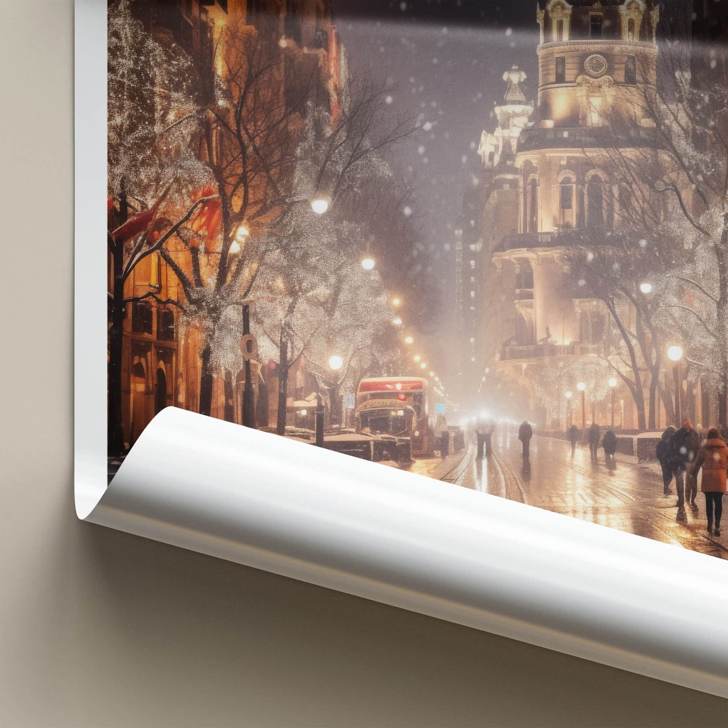 Barcelona Poster - Spain Travel Art - Winter City Lights Home Decor