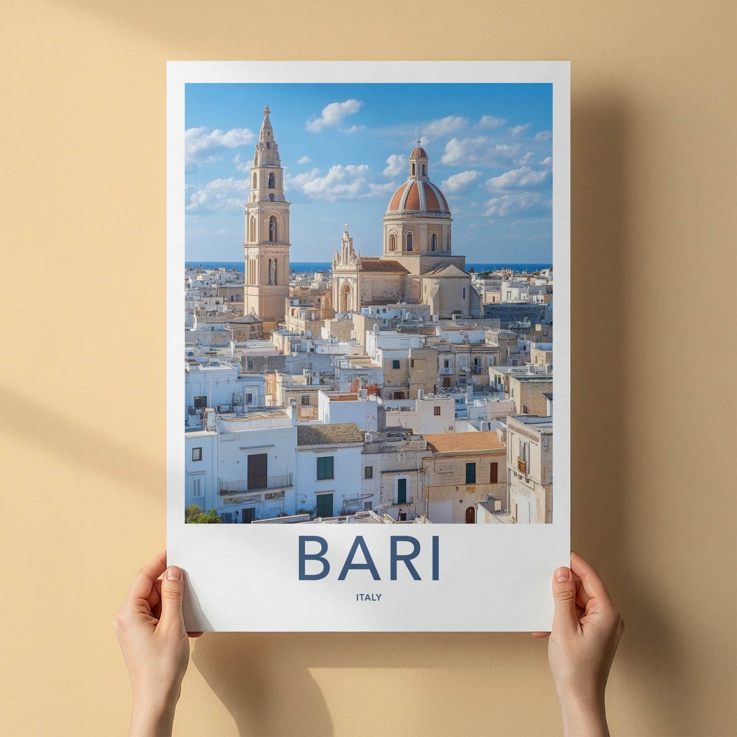 Bari Poster - Italy Travel Art - Bell Tower Dome Home Decor