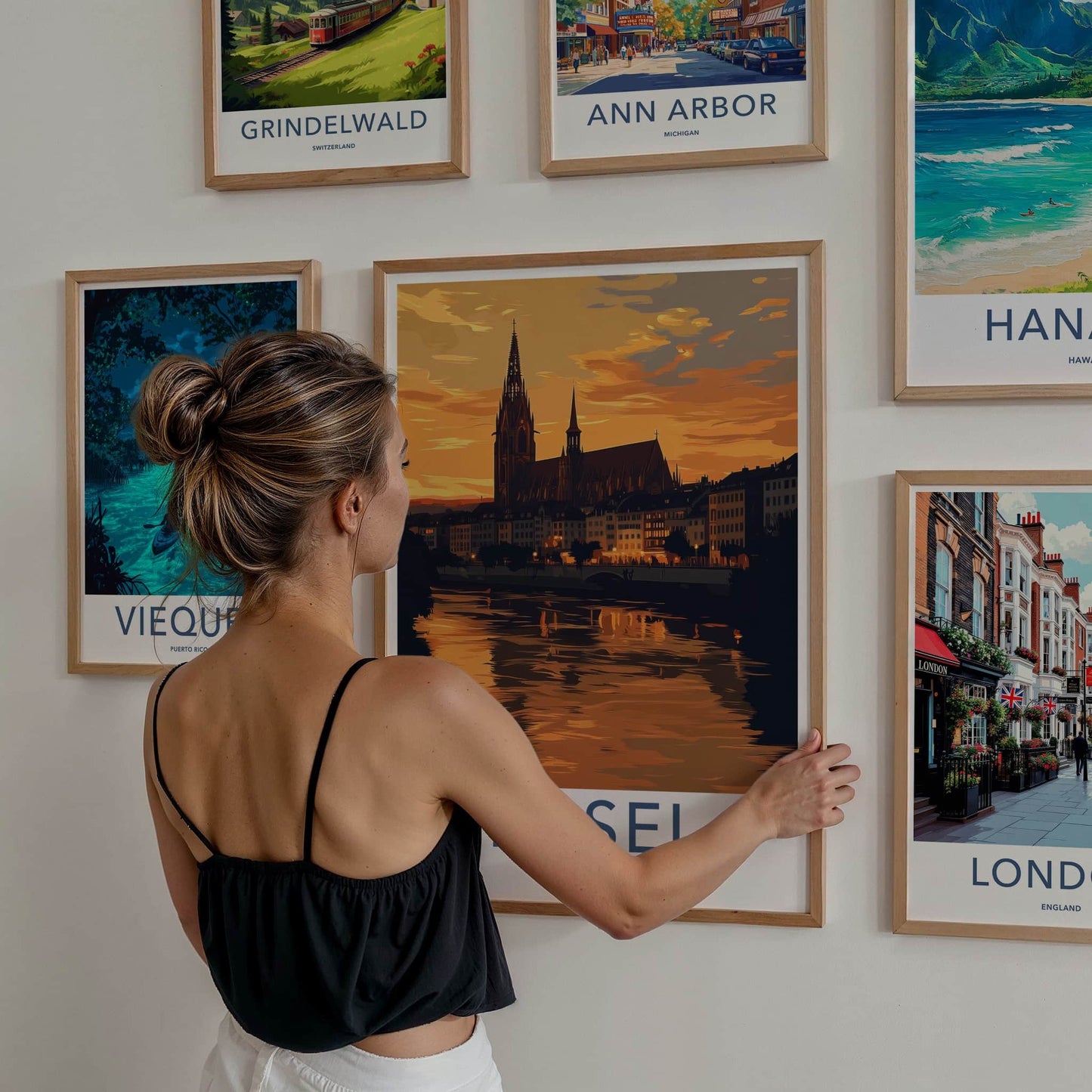 Basel Poster - Switzerland Travel Art - Golden Hour Cityscape Home Decor