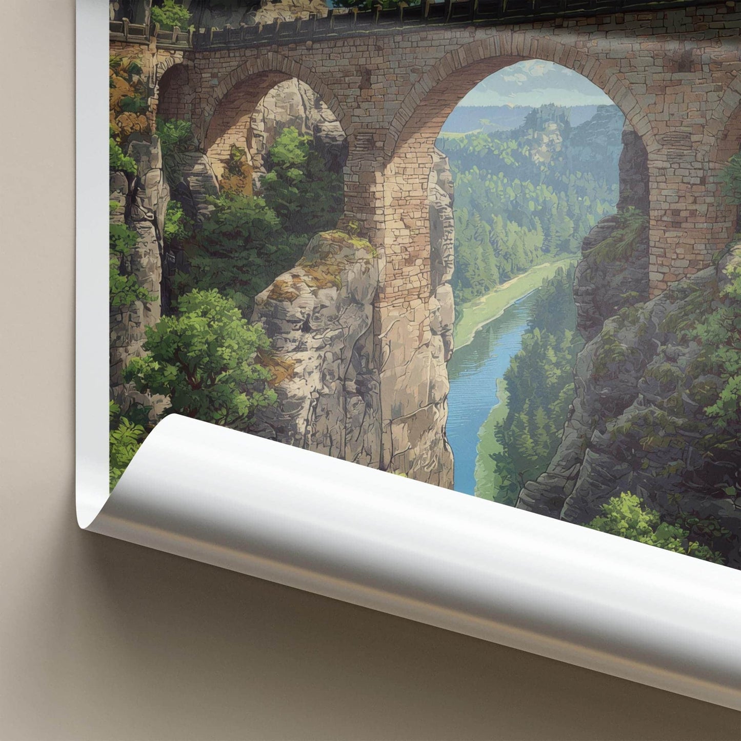 Bastei Poster - Germany Travel Art - Stone Arch Bridge Wall Decor