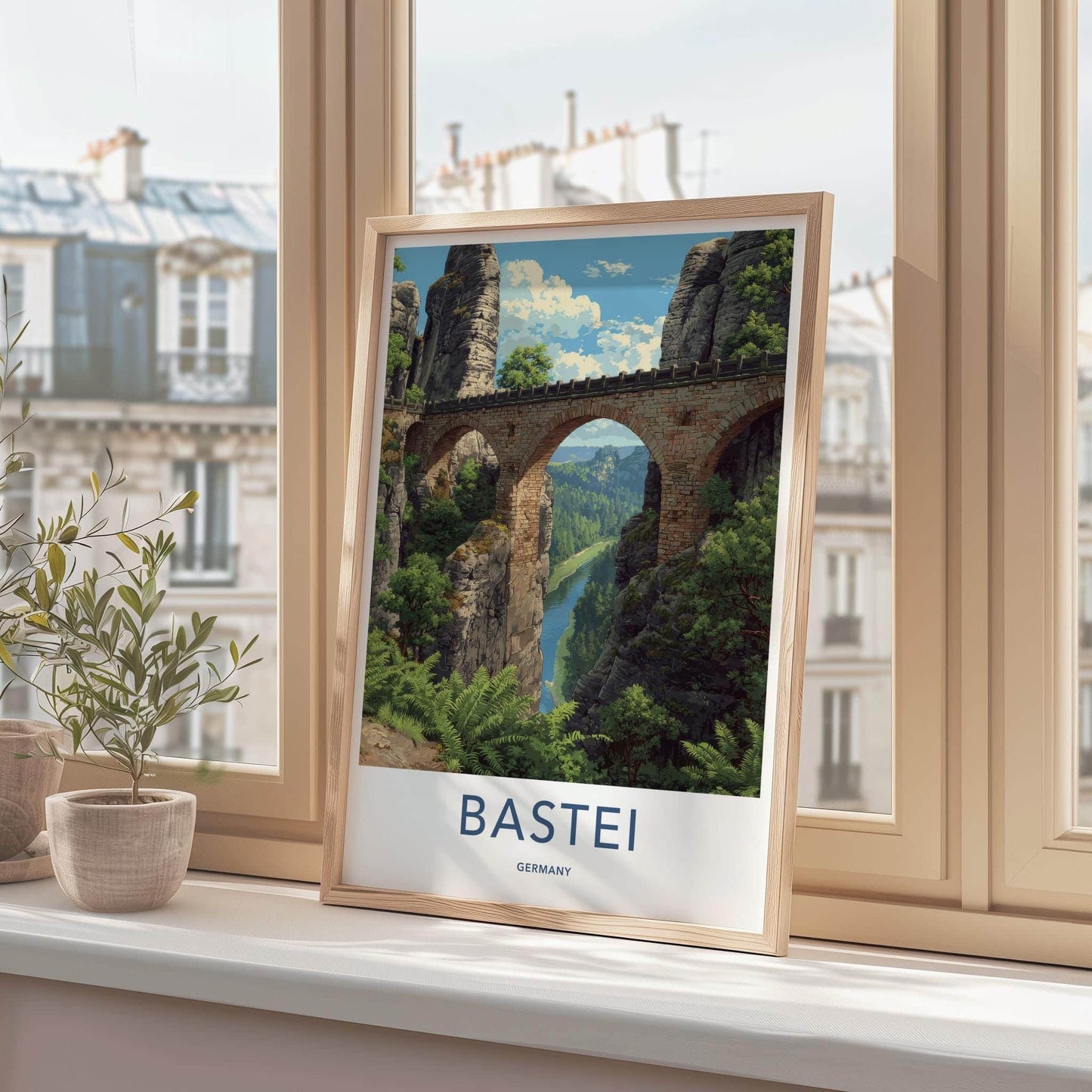 Bastei Poster - Germany Travel Art - Stone Arch Bridge Wall Decor