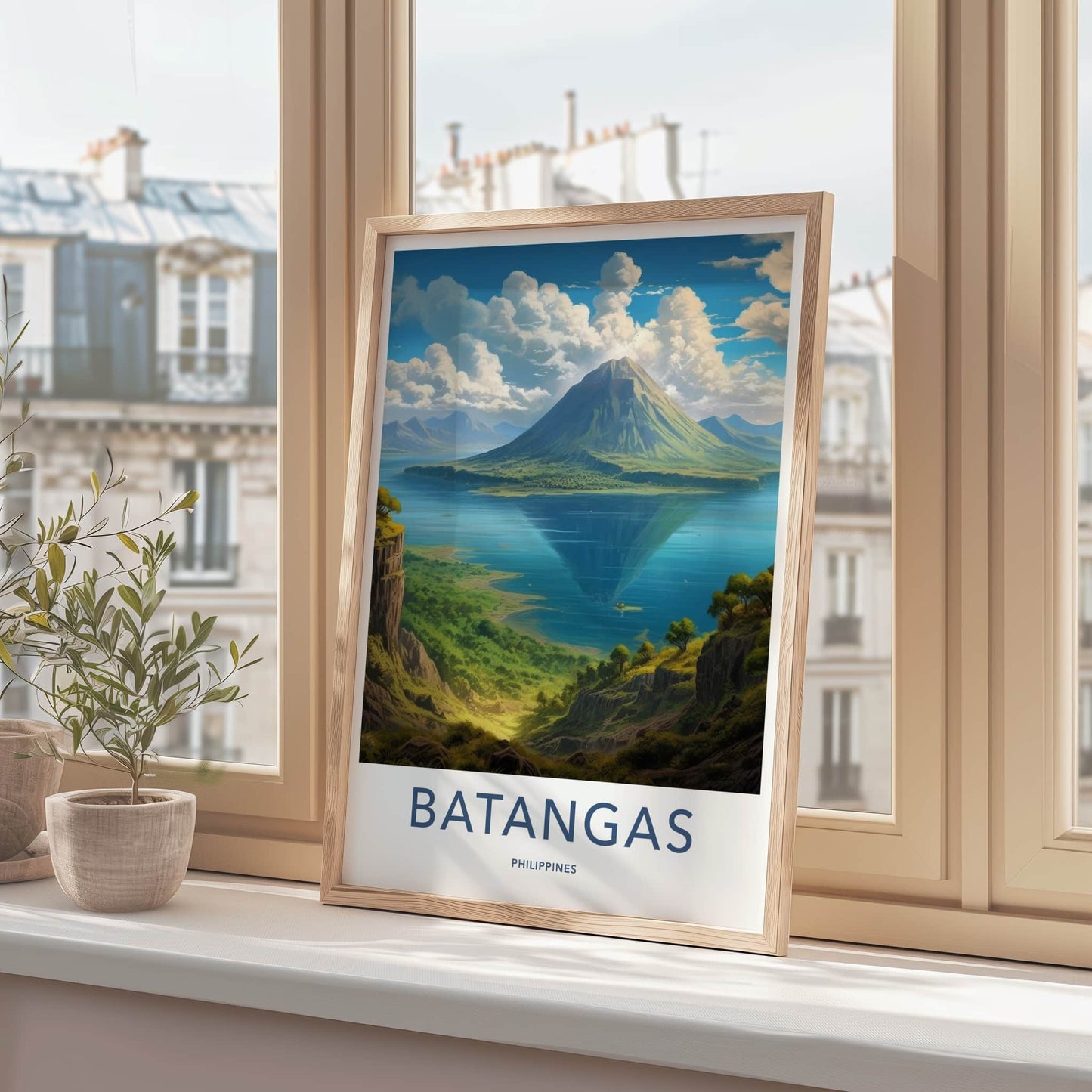 Batangas Poster - Philippines Travel Art - Volcano Lake Reflection Home Decor