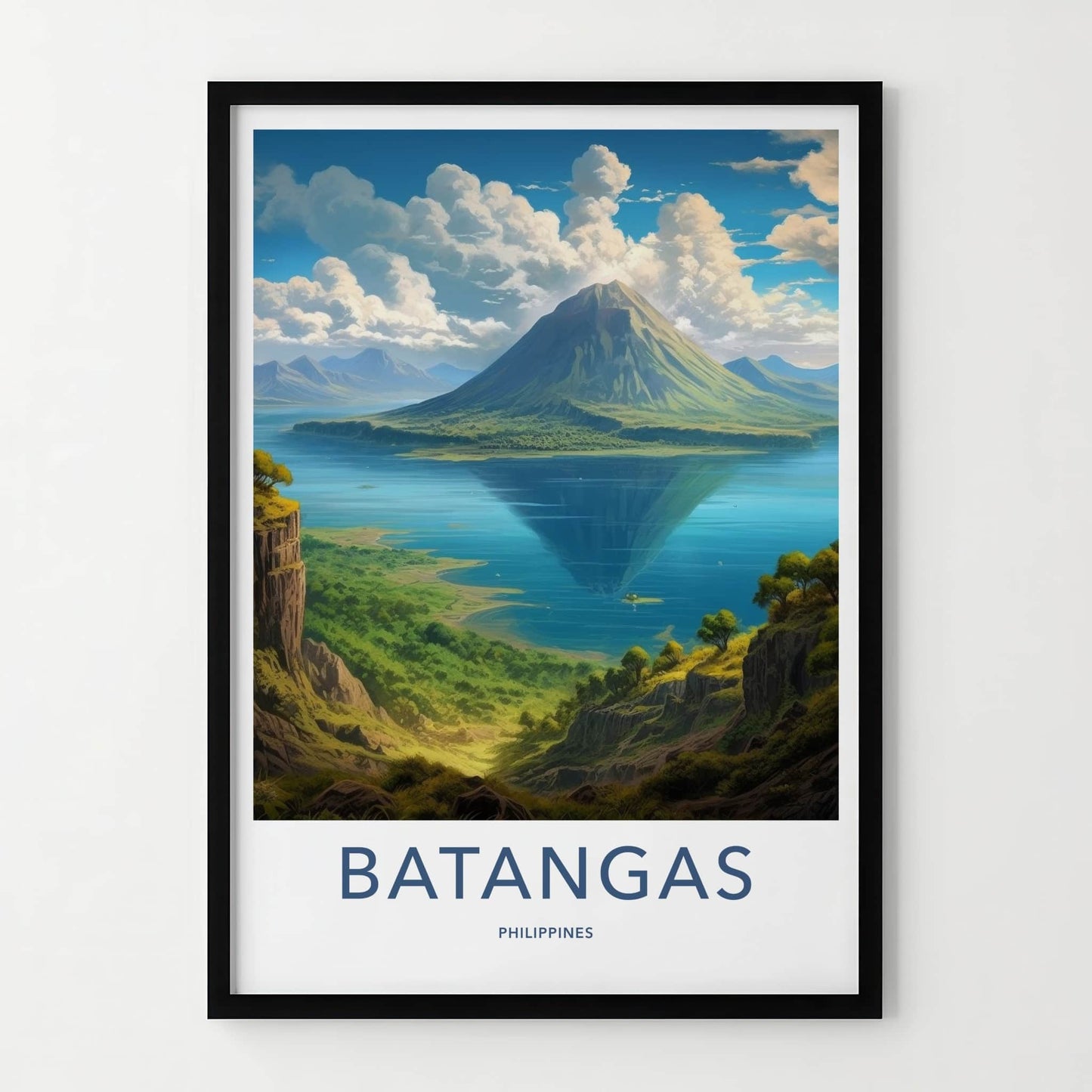 Batangas Poster - Philippines Travel Art - Volcano Lake Reflection Home Decor