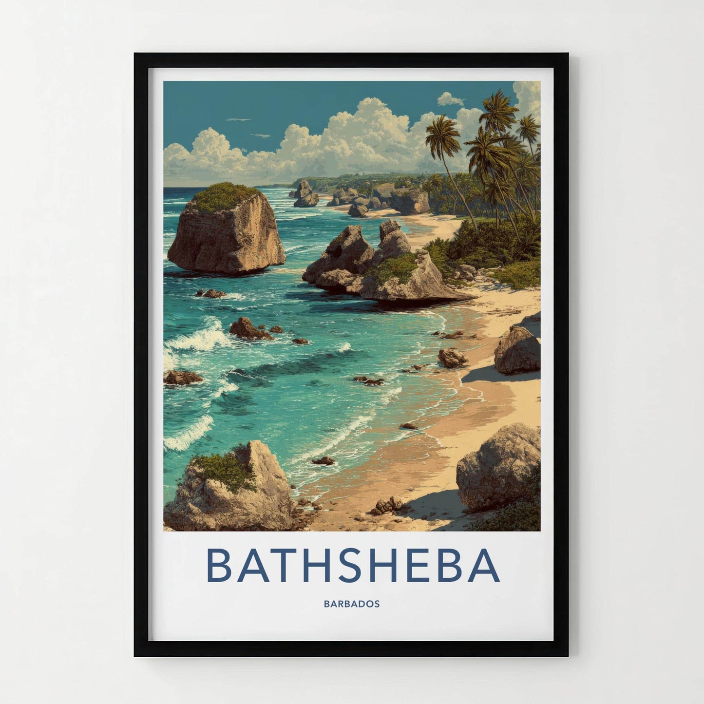 Bathsheba Poster - Barbados Travel Art - Dramatic Rock Formations Wall Decor
