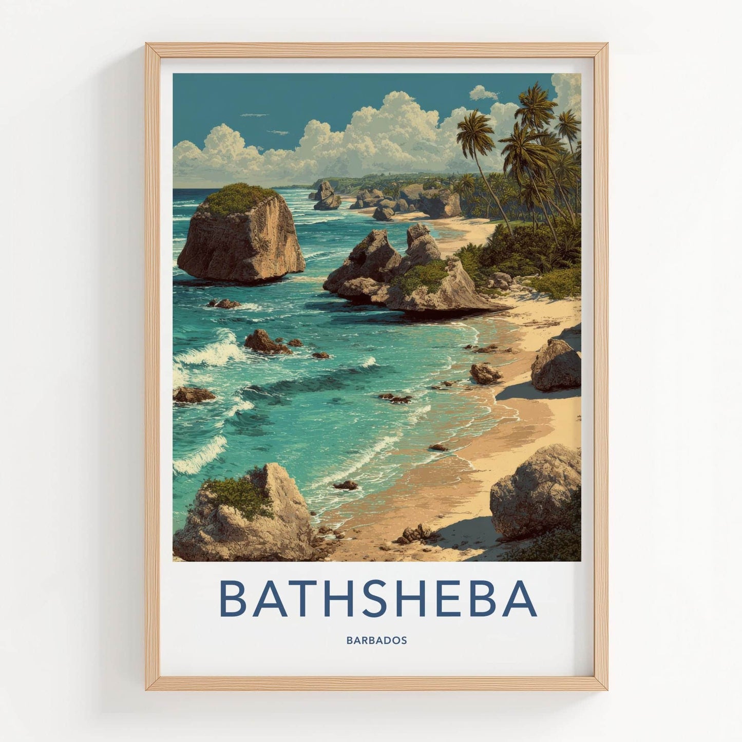 Bathsheba Poster - Barbados Travel Art - Dramatic Rock Formations Wall Decor