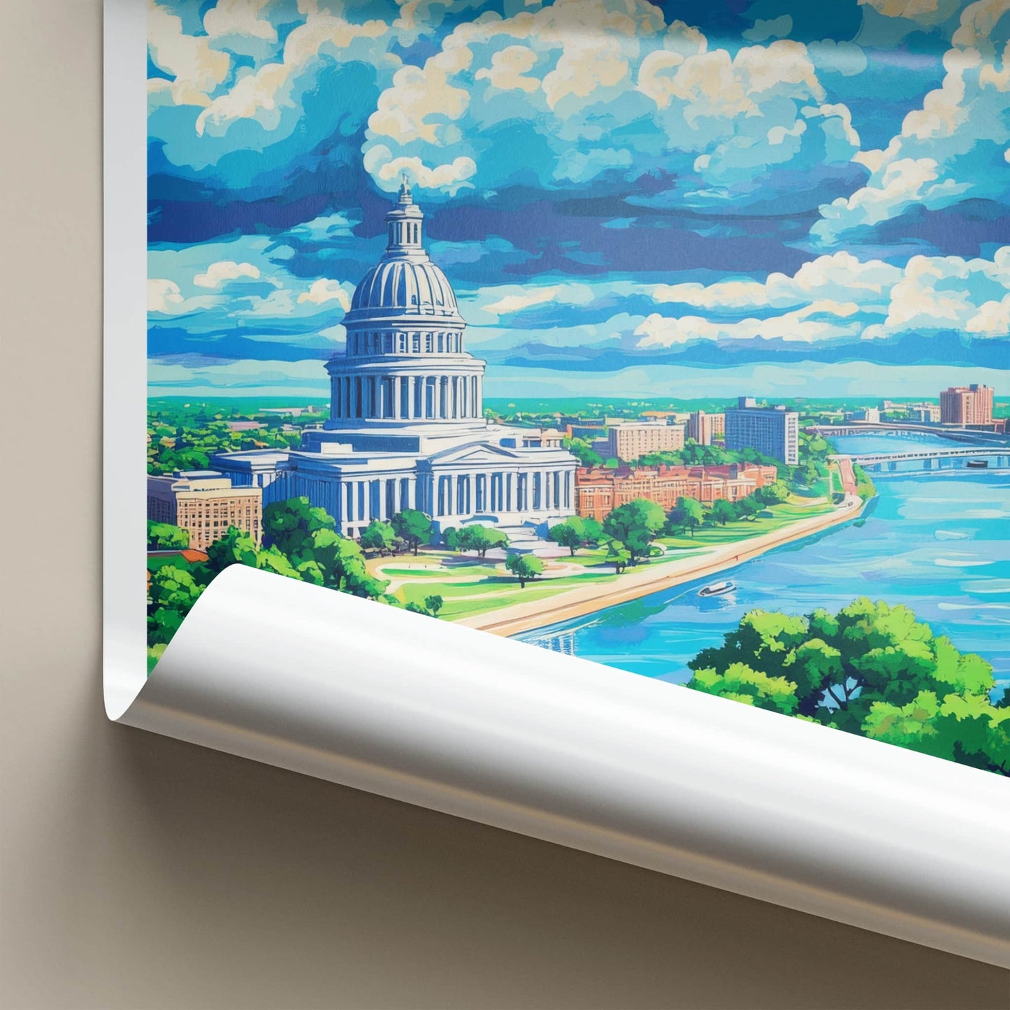 Baton Rouge Poster - Louisiana Travel Art - Capitol River City Home Decor