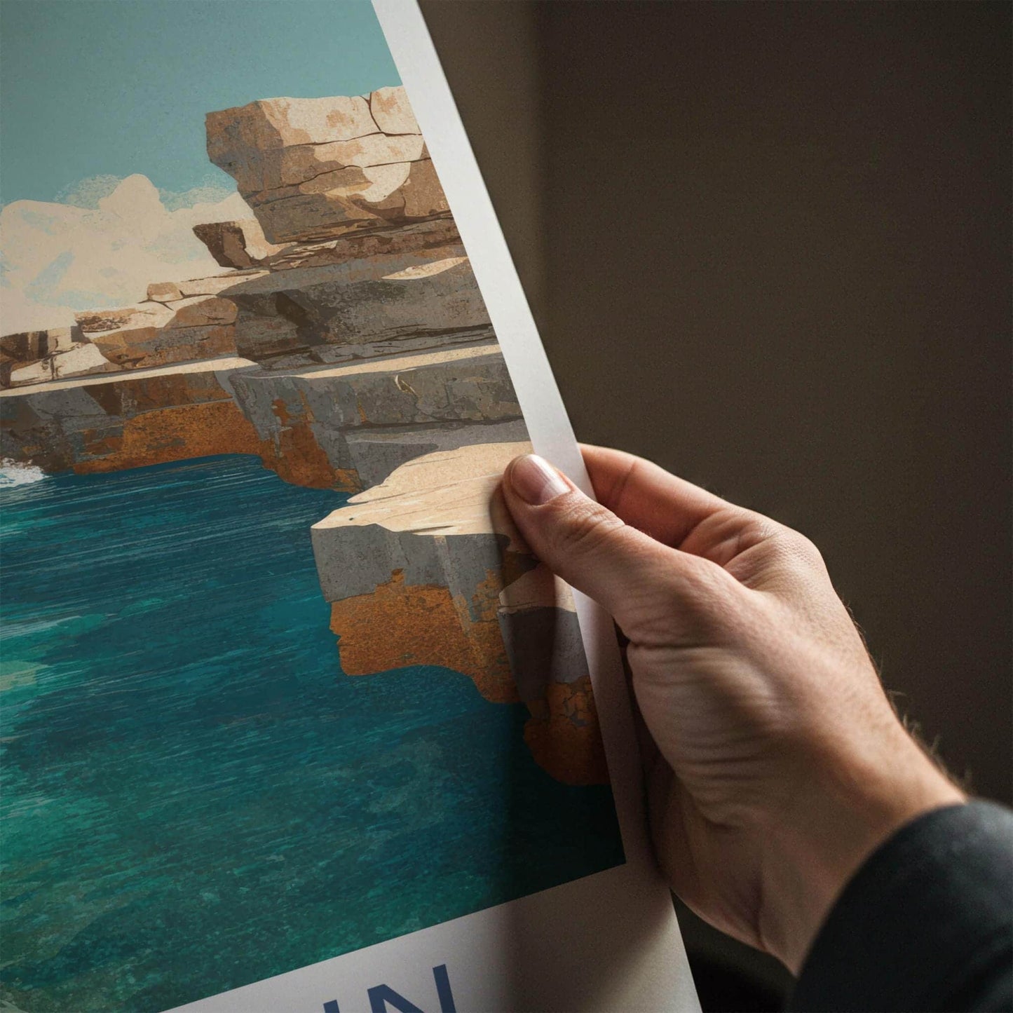 Batroun Poster - Lebanon Travel Art - Rugged Coastal Cliffs Home Decor
