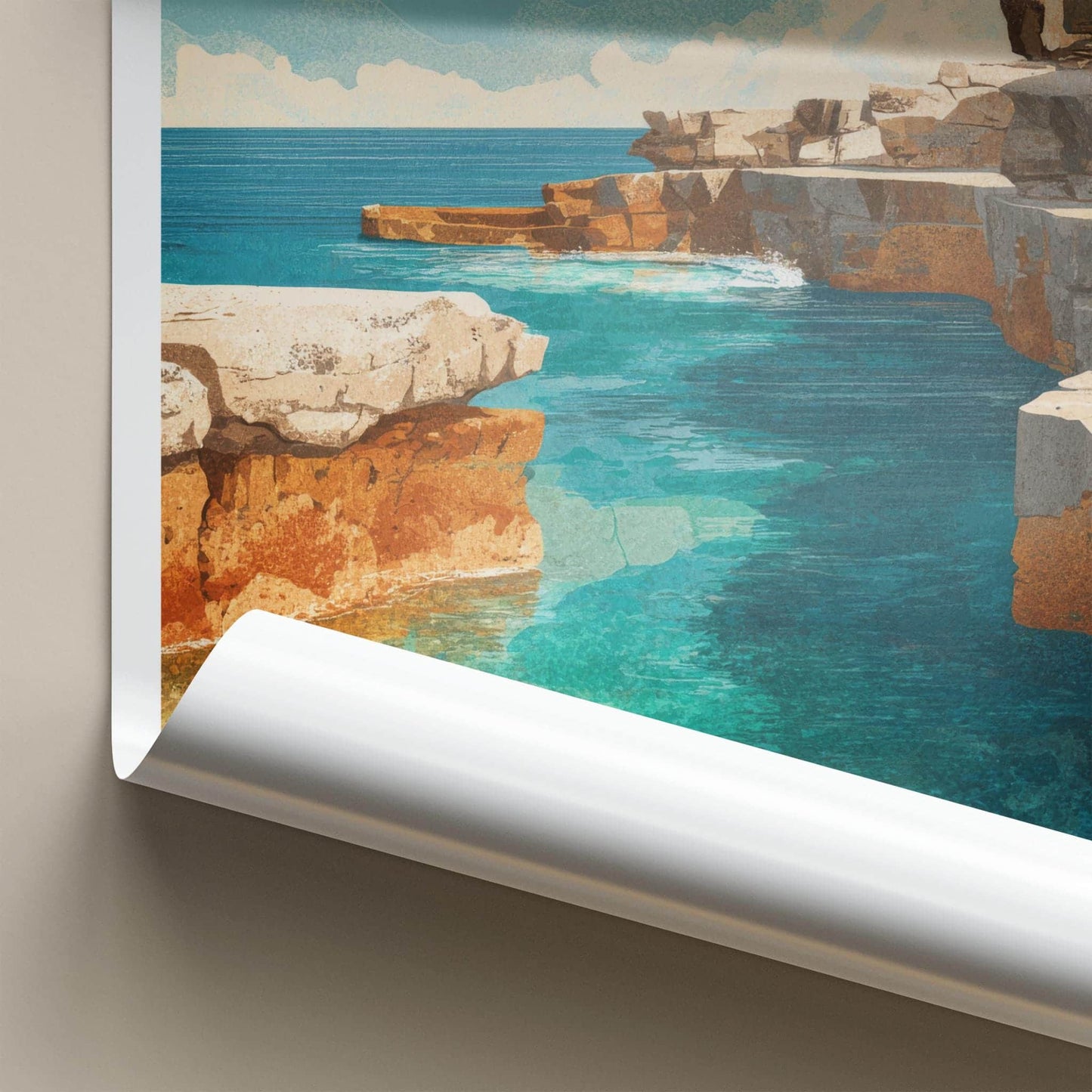 Batroun Poster - Lebanon Travel Art - Rugged Coastal Cliffs Home Decor