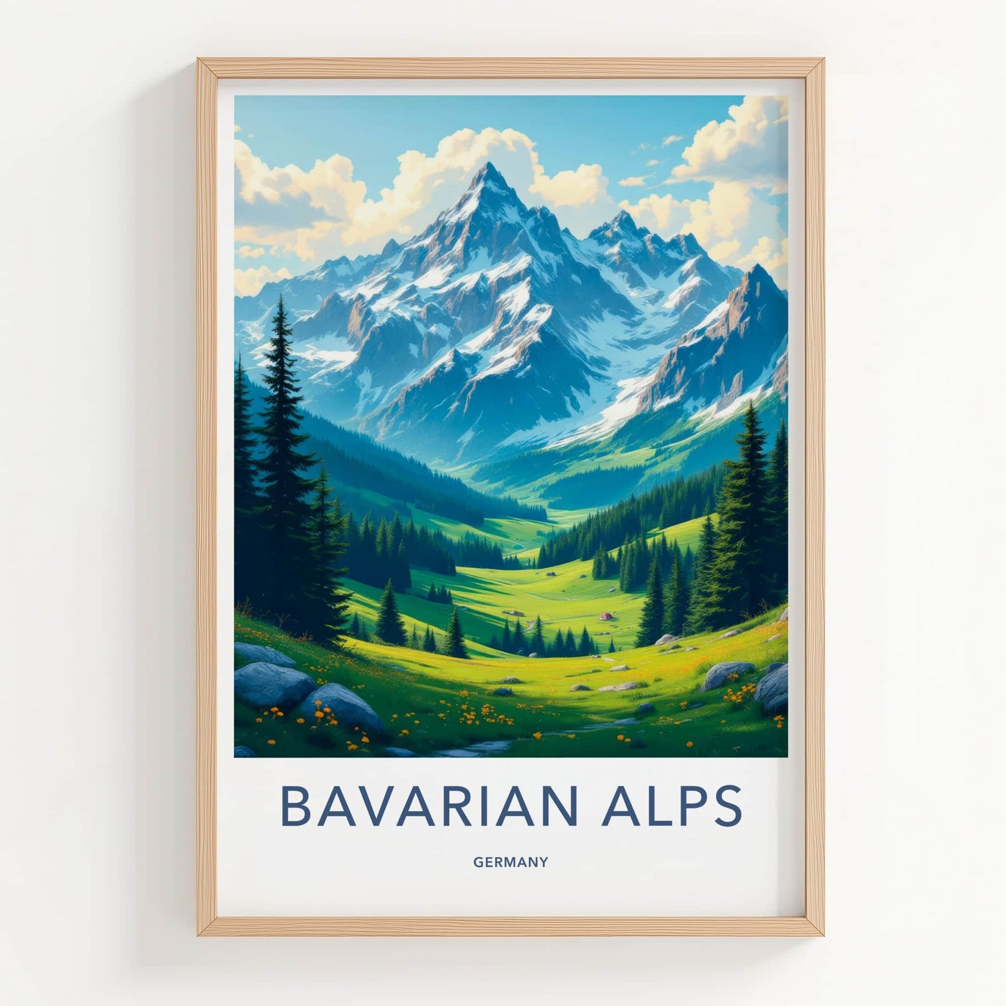Bavarian Alps Poster - Germany Travel Art - Majestic Mountain Valley Home Decor