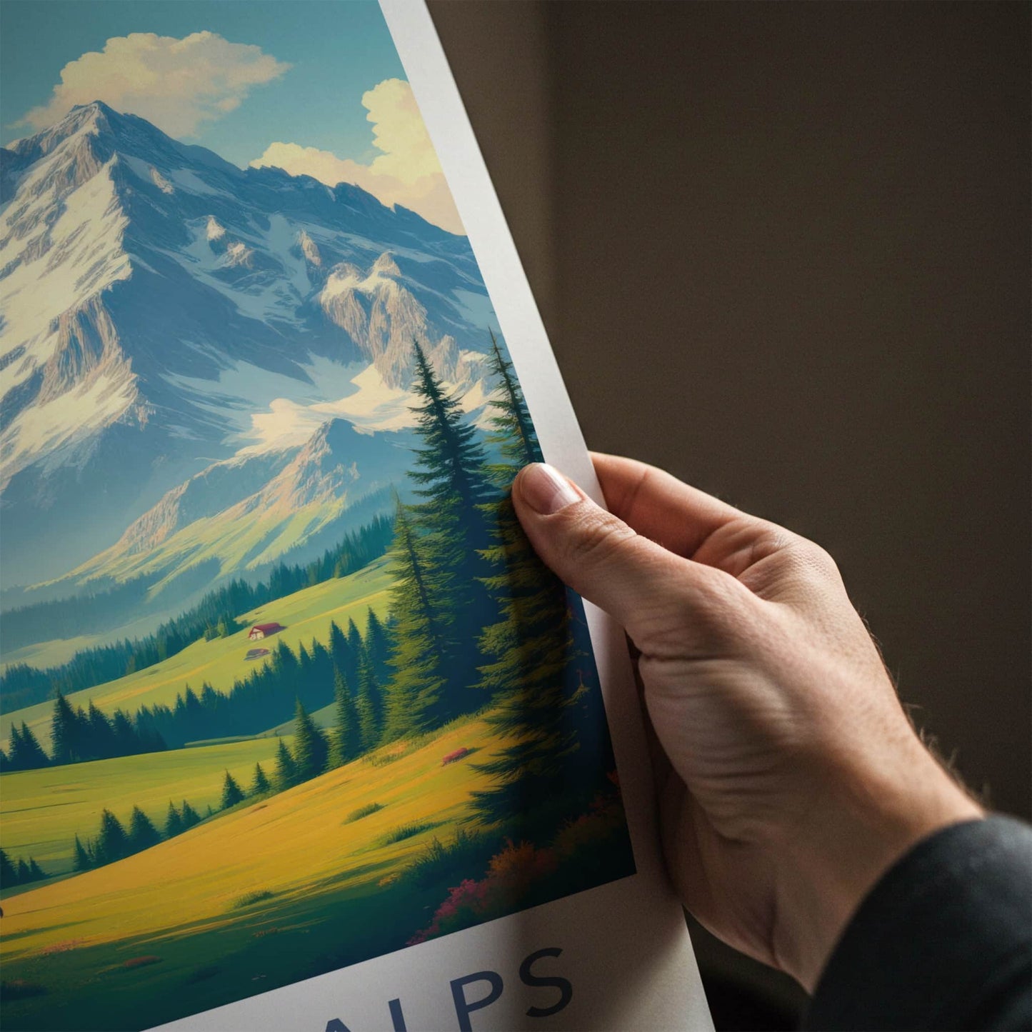 Bavarian Alps Poster - Germany Travel Art - Mountain Valley Houses Wall Decor