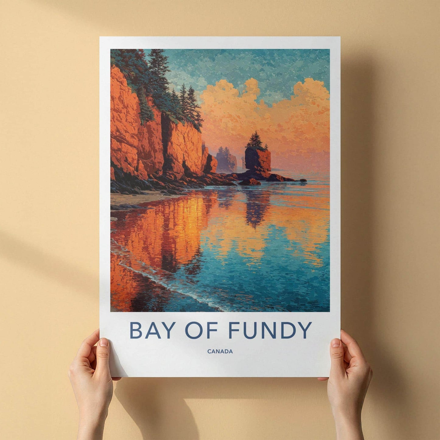 Bay of Fundy Poster - Canada Scenic Art - Fiery coastal cliffs Wall Decor
