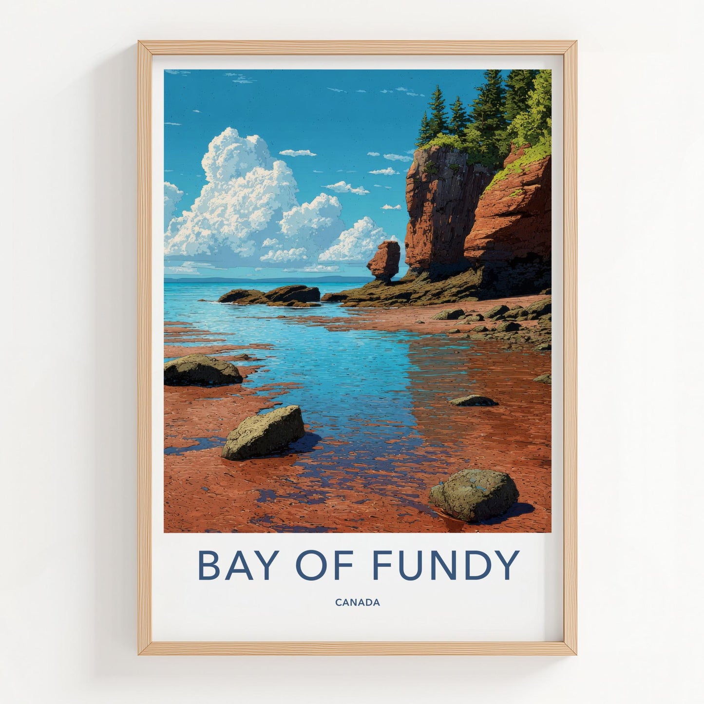 Bay of Fundy Poster - Canada Travel Art - Red Cliffs Tide Home Decor