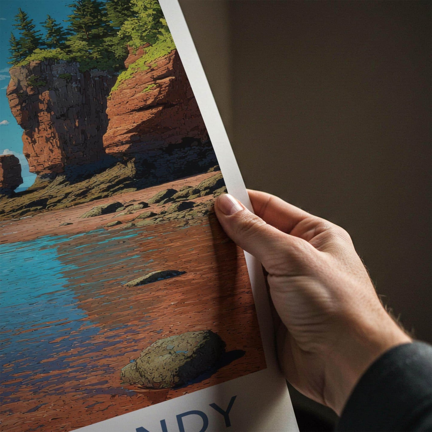 Bay of Fundy Poster - Canada Travel Art - Red Cliffs Tide Home Decor