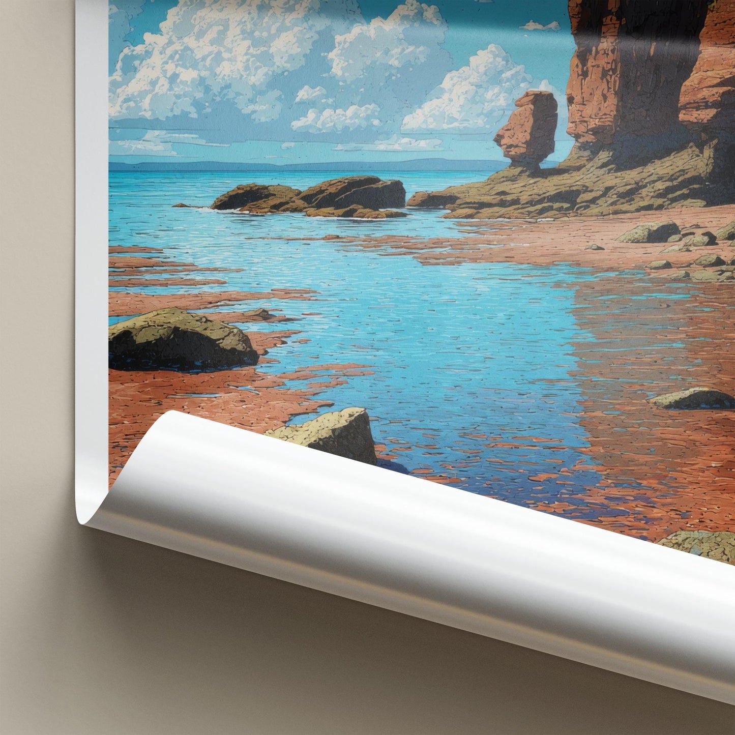 Bay of Fundy Poster - Canada Travel Art - Red Cliffs Tide Home Decor