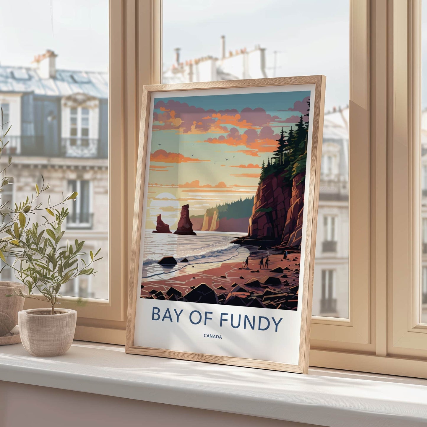 Bay Of Fundy Poster - Canada Travel Art - Rocky Beach Sunset Home Decor
