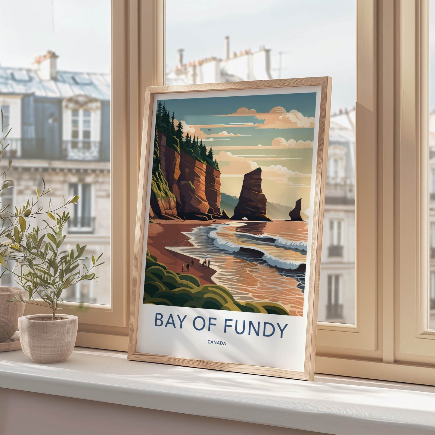 Bay Of Fundy Poster - Canada Travel Art - Rugged Beach Cliffs Wall Decor