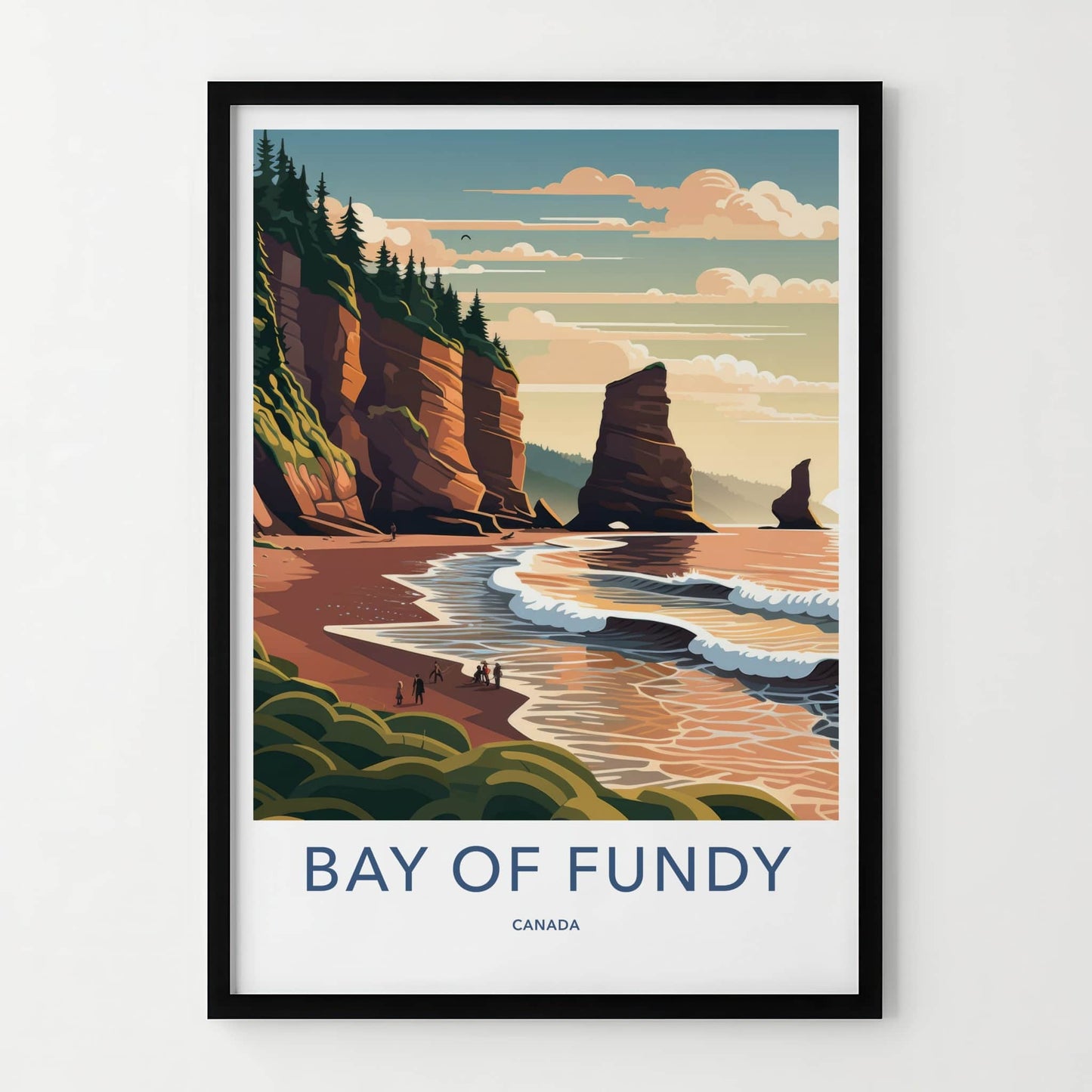 Bay Of Fundy Poster - Canada Travel Art - Rugged Beach Cliffs Wall Decor