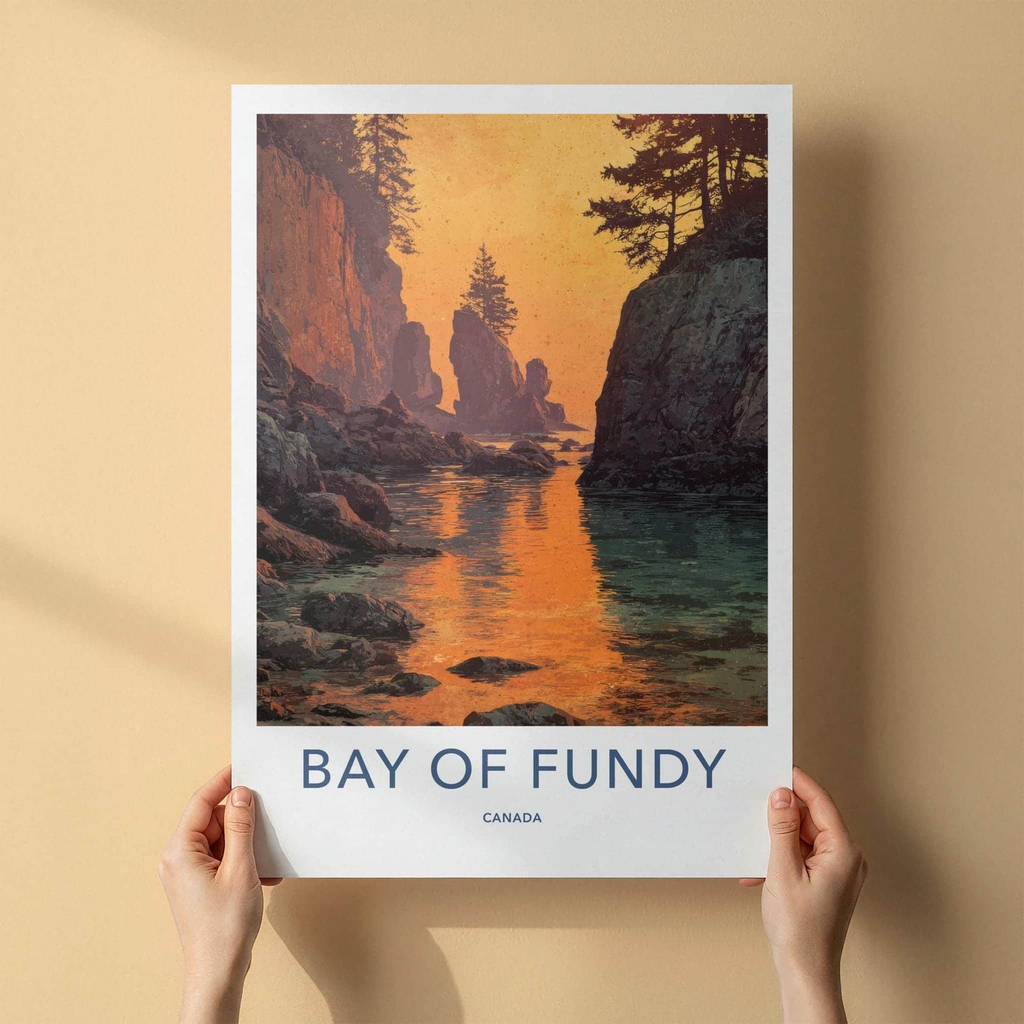 Bay of Fundy Poster - Canada Travel Art - Sunset Cliffs Home Decor