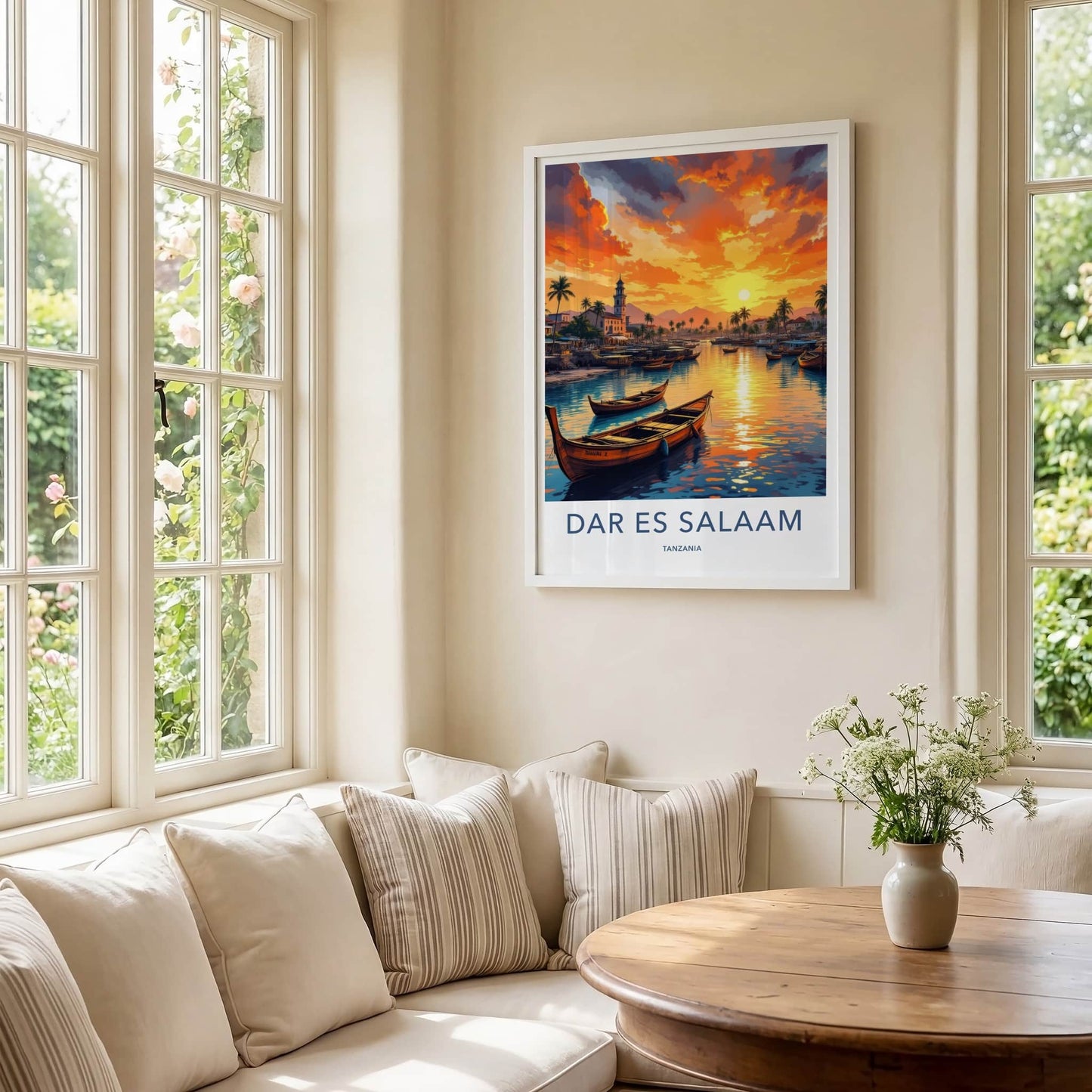 Dar Es Salaam Poster - Tanzania Travel Art - Golden Water Sunset Home Decor