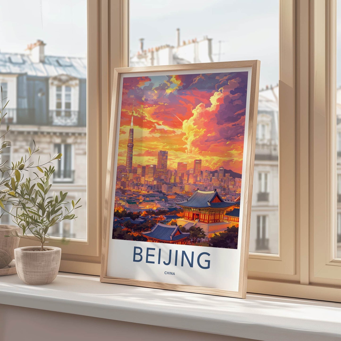 Beijing Poster - China Travel Art - Towering Skyline Temples Wall Decor