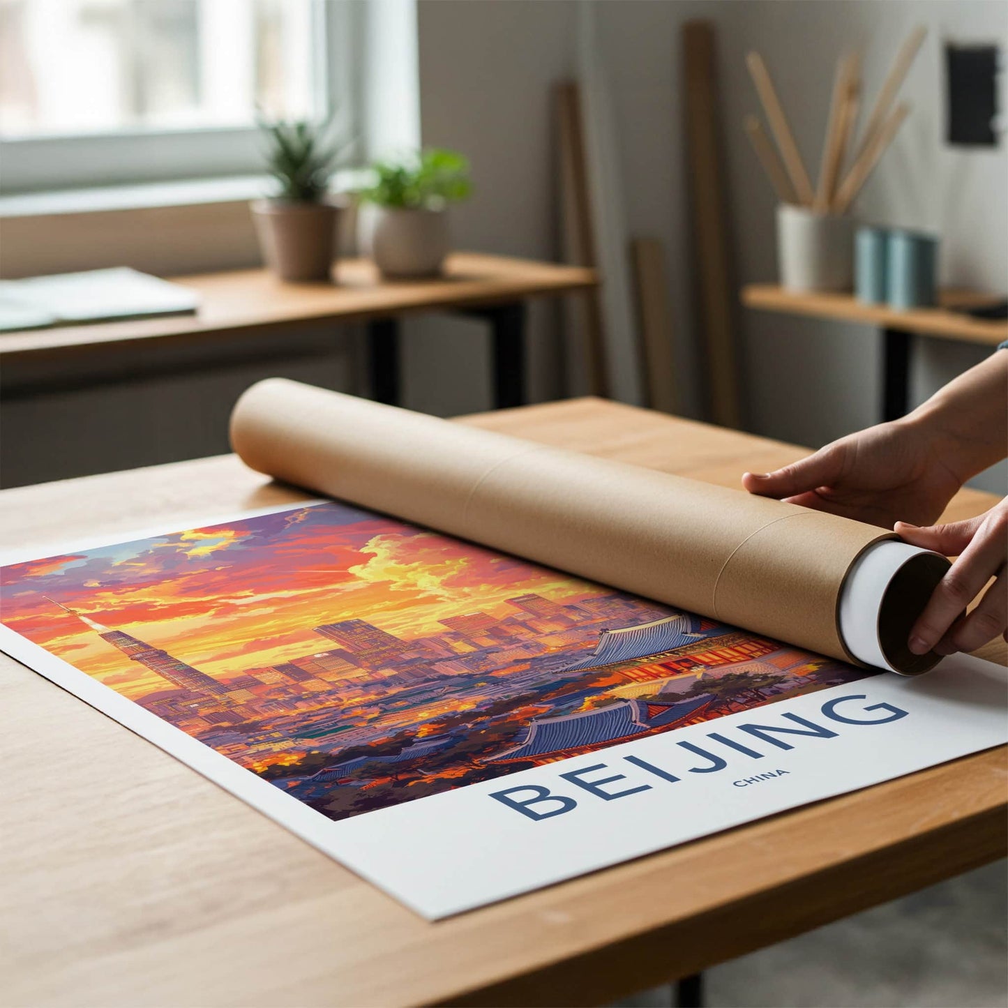 Beijing Poster - China Travel Art - Towering Skyline Temples Wall Decor