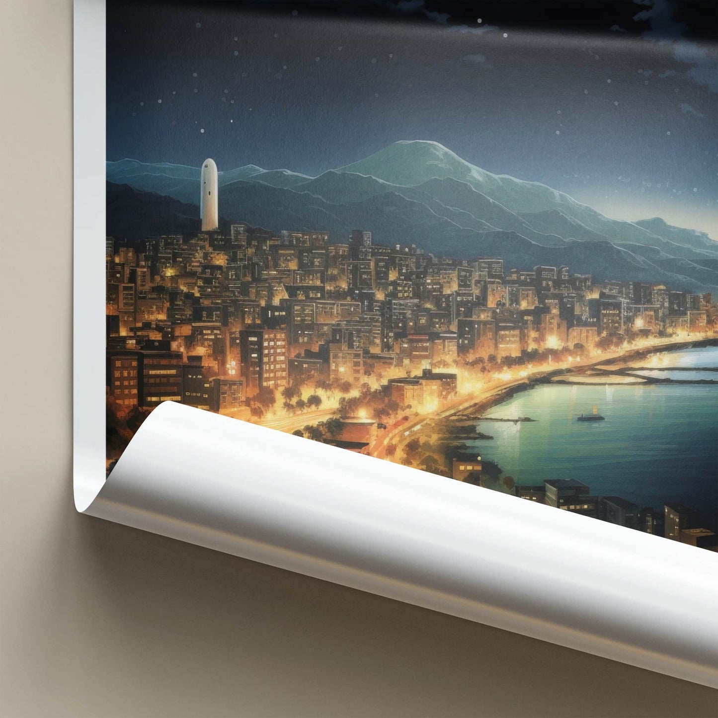 Beirut Poster - Lebanon Travel Art - Coastal City Lights Home Decor