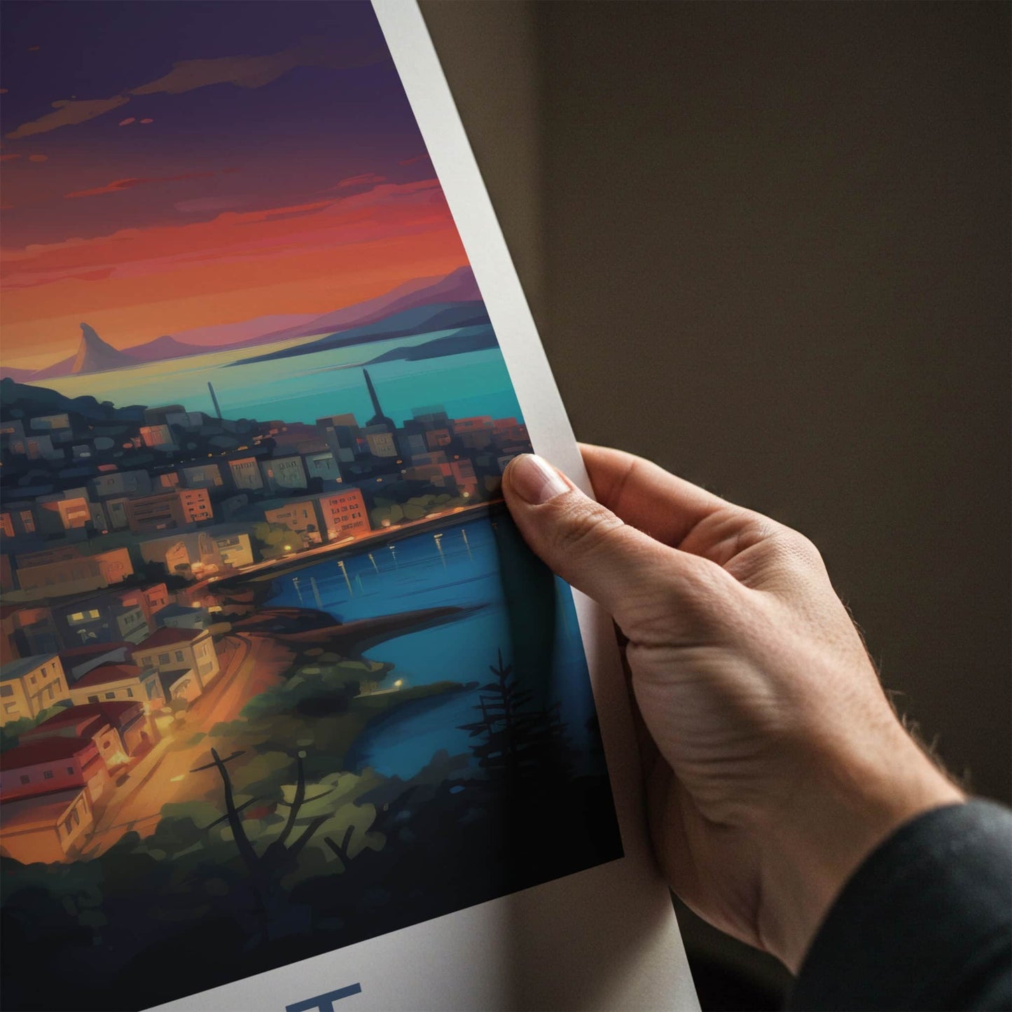 Beirut Poster - Lebanon Travel Art - Coastal City Sunset Home Decor
