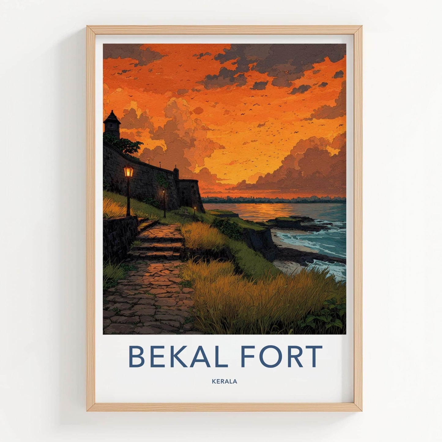 Bekal Fort Poster - India Travel Art - Kerala Coastal Fort Sunset Home Decor