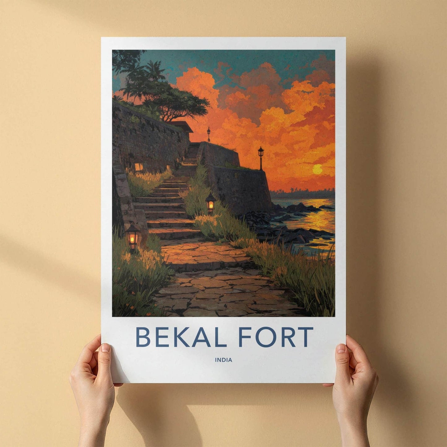 Bekal Fort Poster - India Travel Art - Kerala Coastal Sunset Home Decor