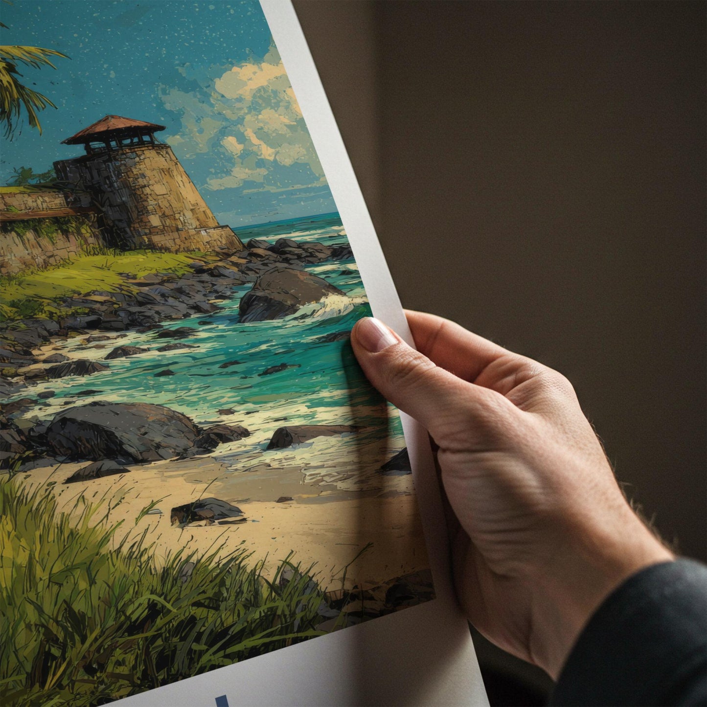 Bekal Poster - India Travel Art - Kerala Coastal fort palms Home Decor