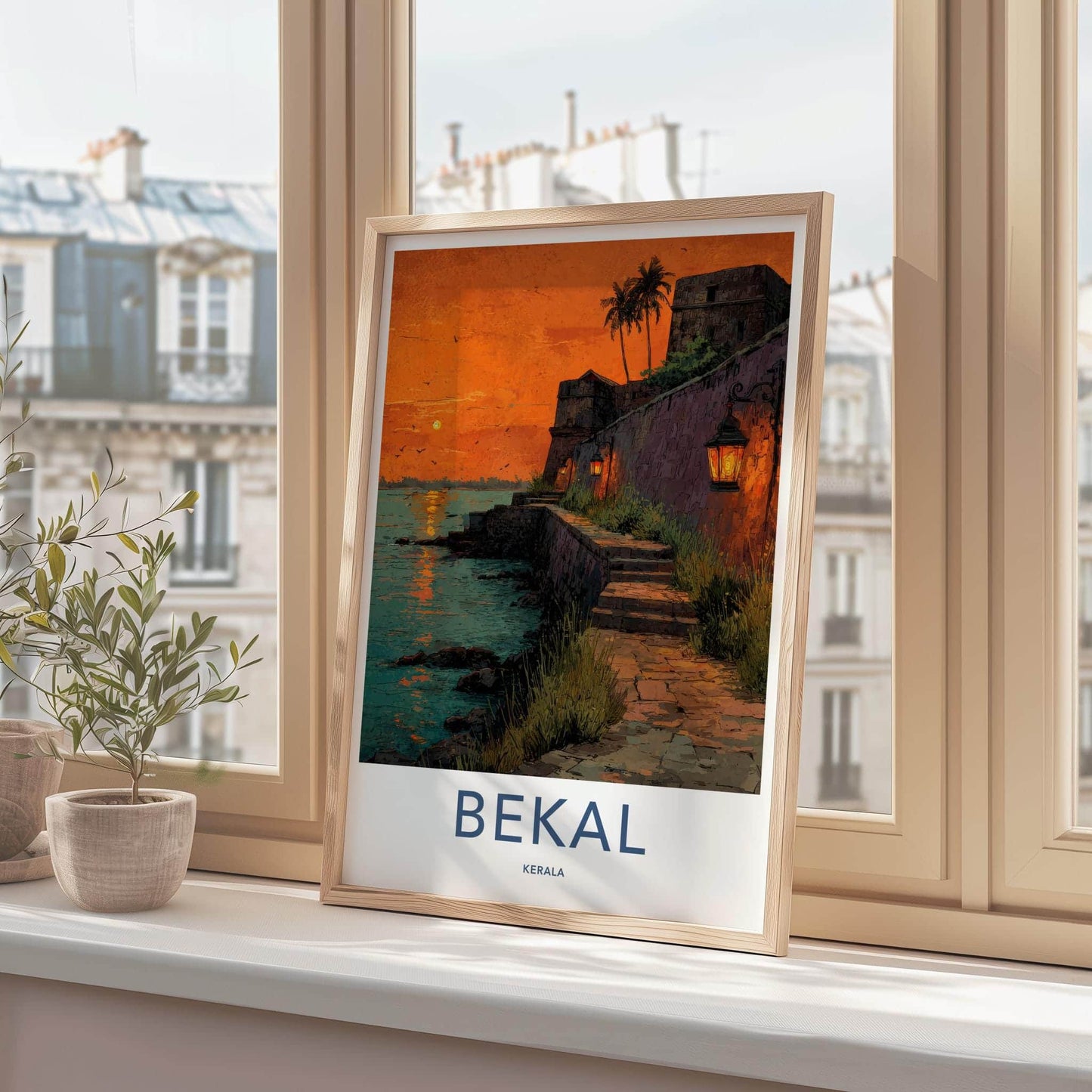 Bekal Poster - India Travel Art - Kerala Sunset fort lanterns Home Decor