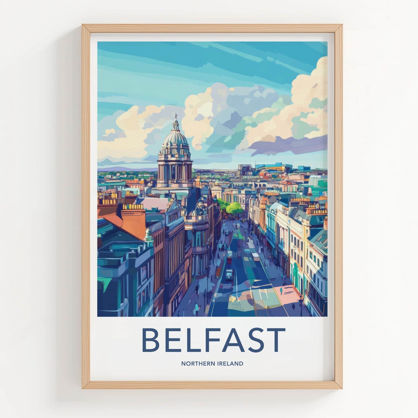 Belfast Poster - Northern Ireland Travel Art - Vibrant City View Wall Decor