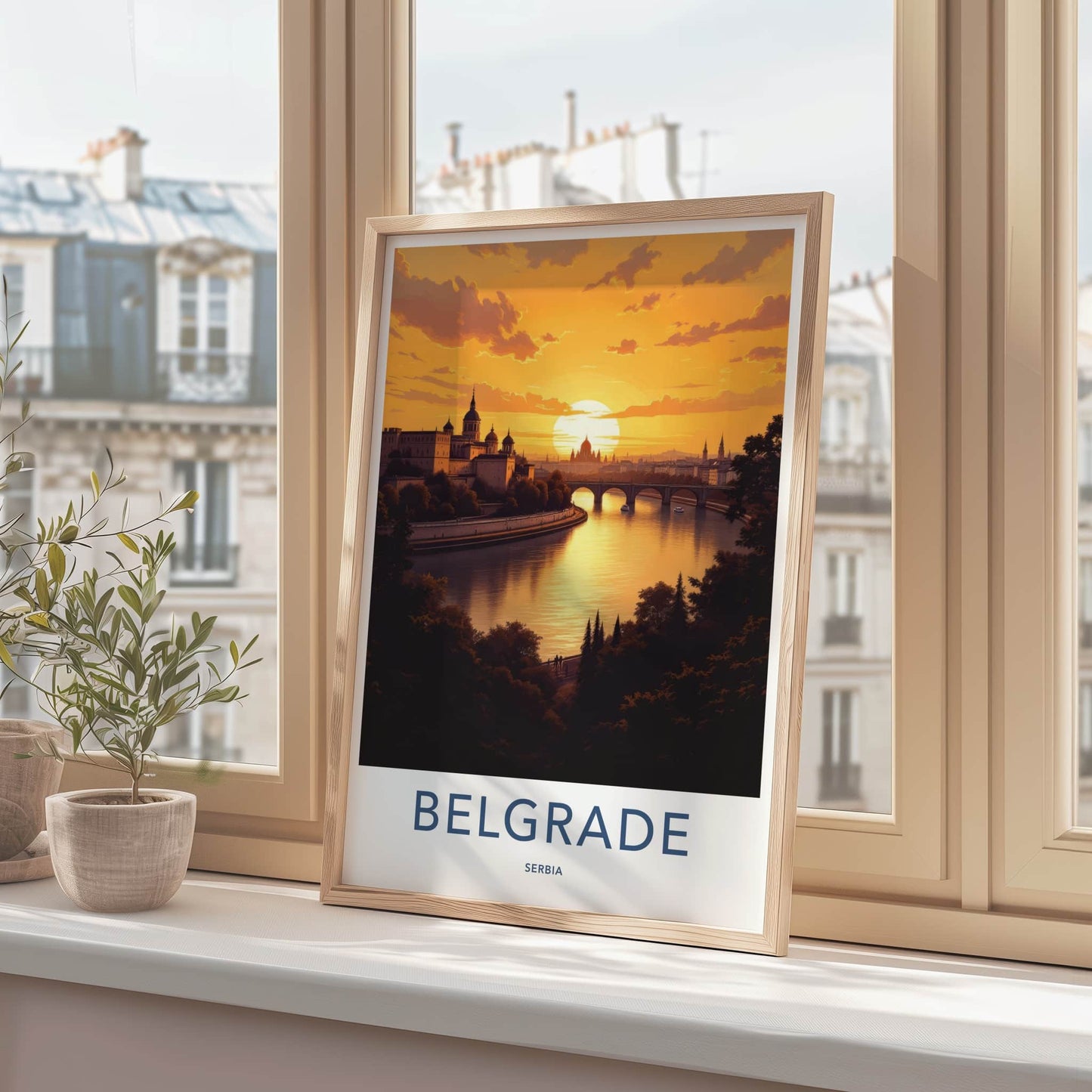 Belgrade Poster - Serbia Art Print - Golden Sunset Cityscape Home Decor