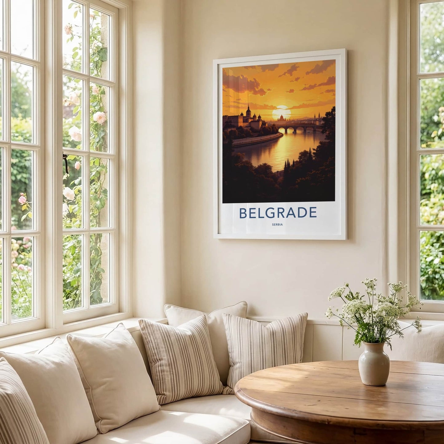 Belgrade Poster - Serbia Art Print - Golden Sunset Cityscape Home Decor