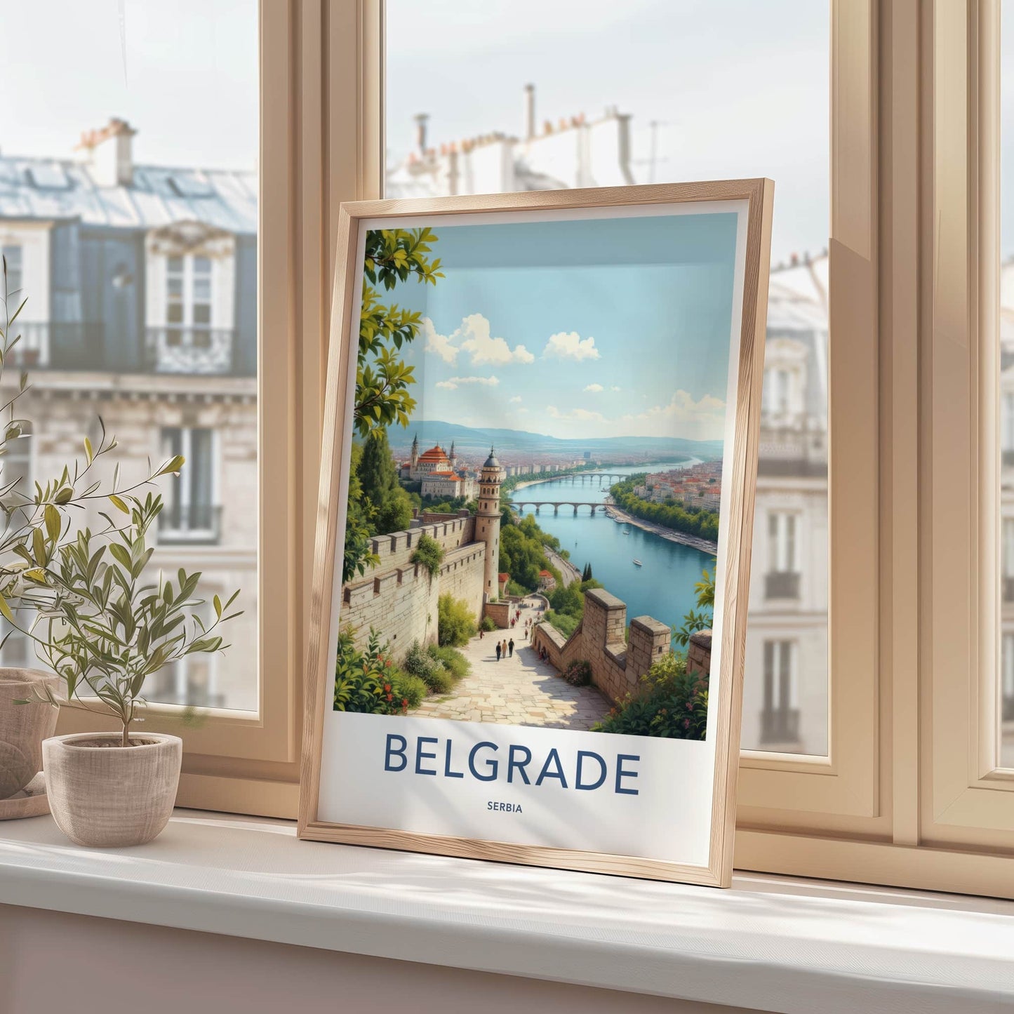 Belgrade Poster - Serbia Travel Art - Fortress River View Home Decor