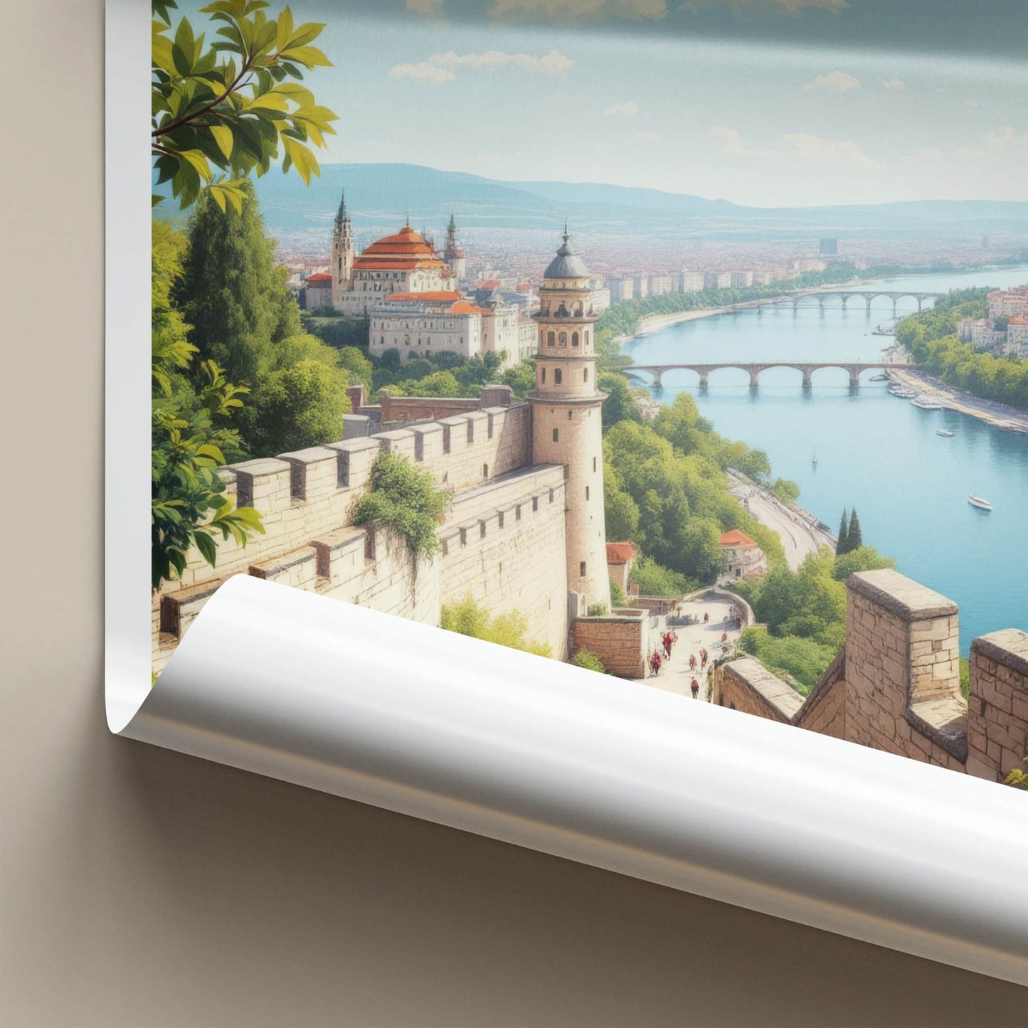 Belgrade Poster - Serbia Travel Art - Fortress River View Home Decor