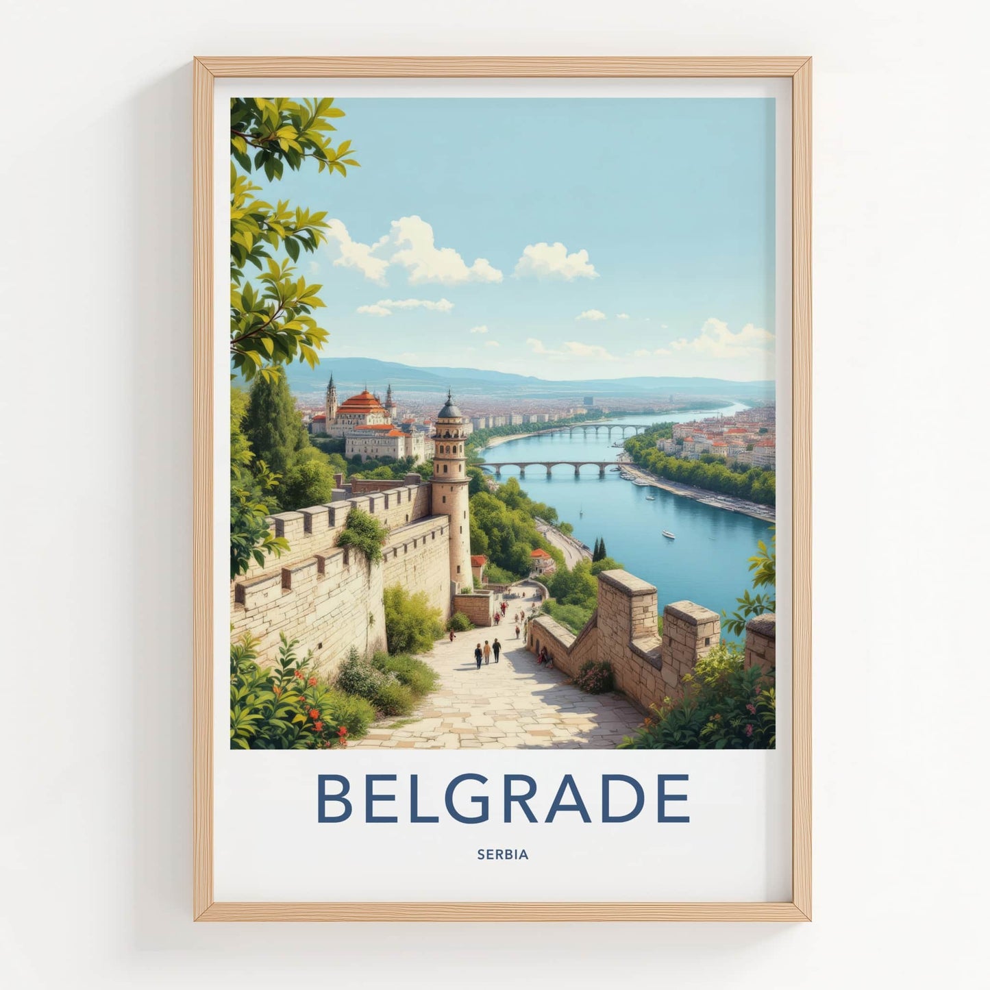 Belgrade Poster - Serbia Travel Art - Fortress River View Home Decor