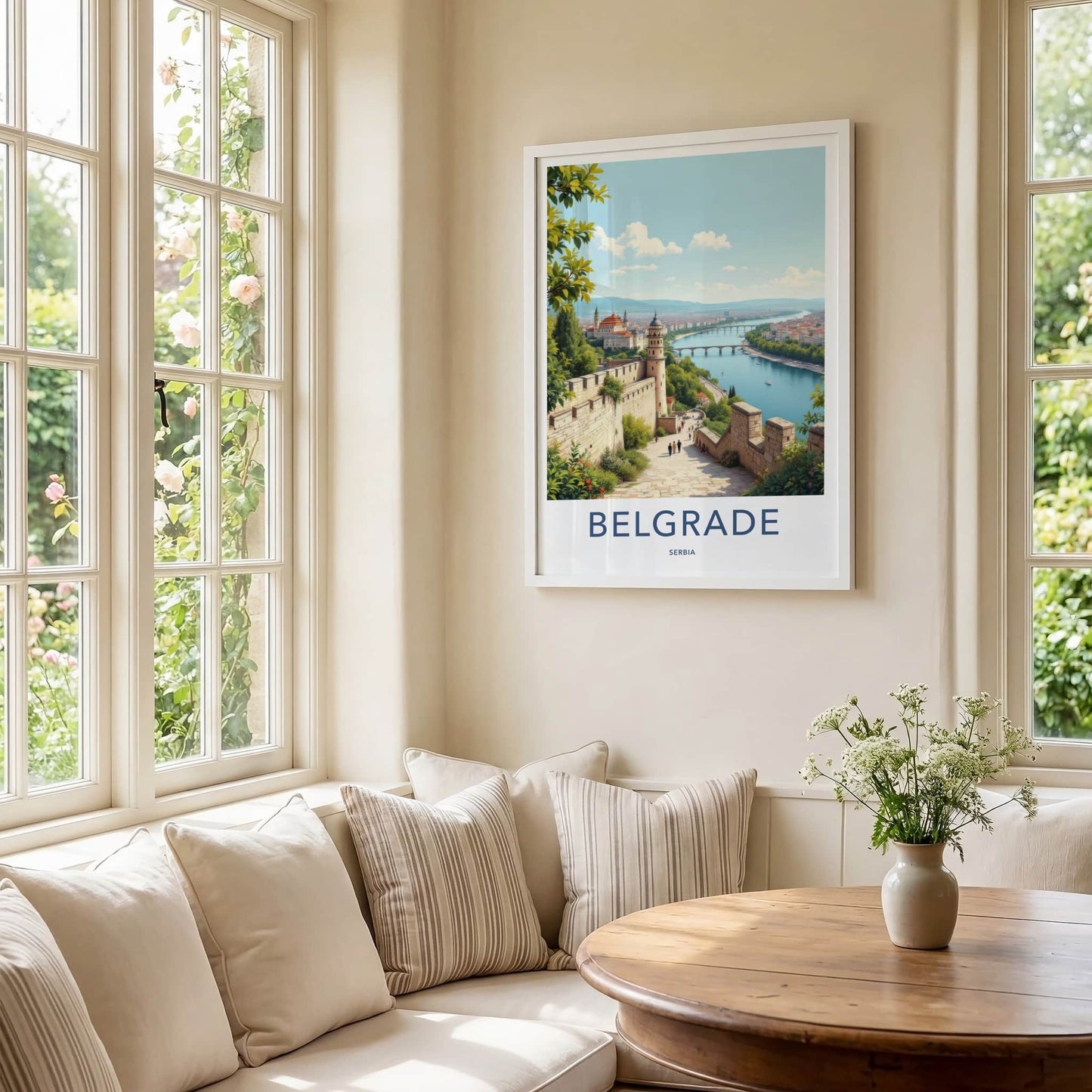 Belgrade Poster - Serbia Travel Art - Fortress River View Home Decor