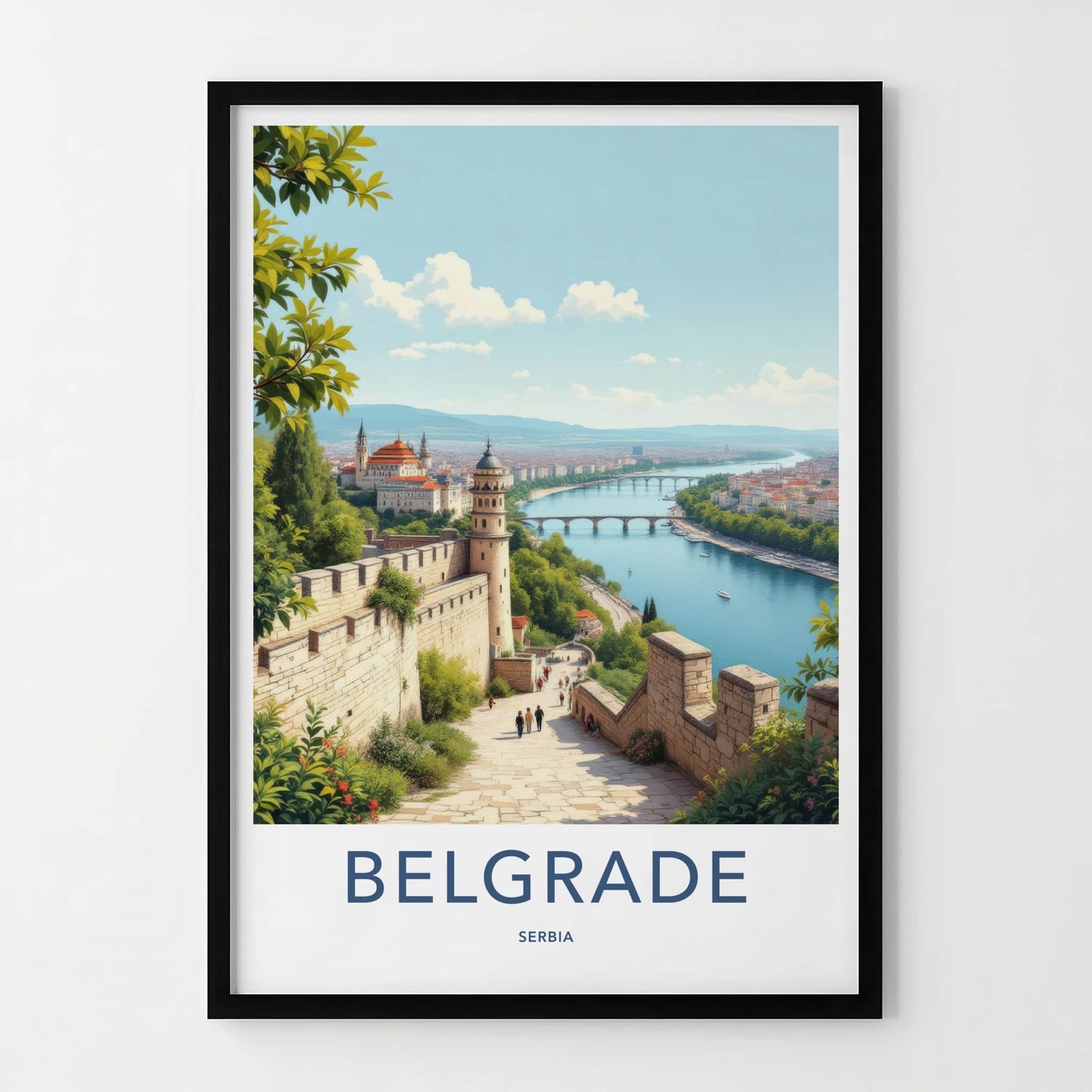 Belgrade Poster - Serbia Travel Art - Fortress River View Home Decor