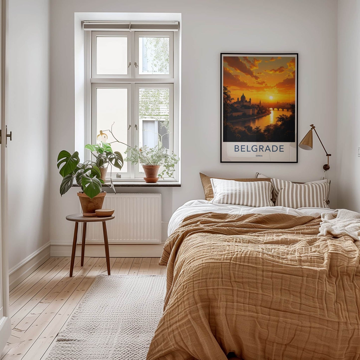 Belgrade Poster - Serbia Travel Art - Golden River Sunset Home Decor