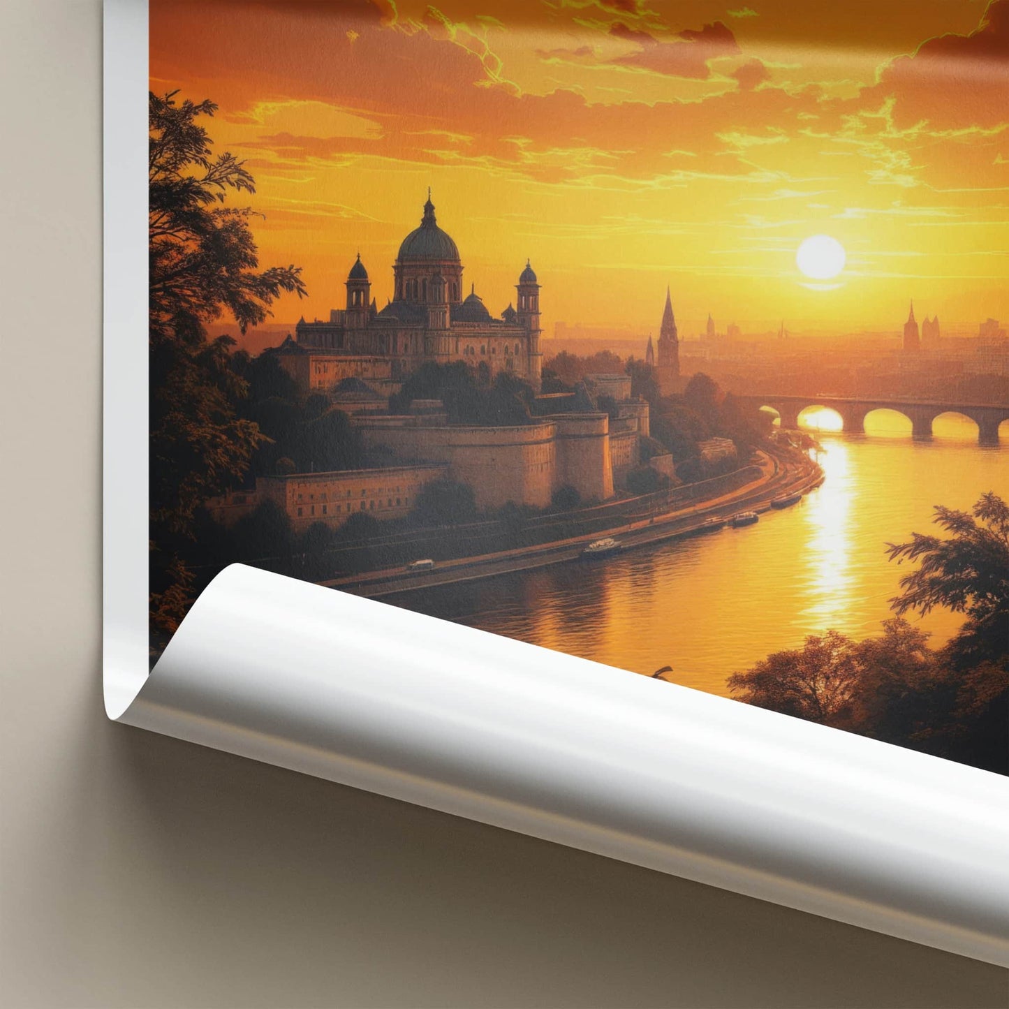 Belgrade Poster - Serbia Travel Art - Golden River Sunset Home Decor