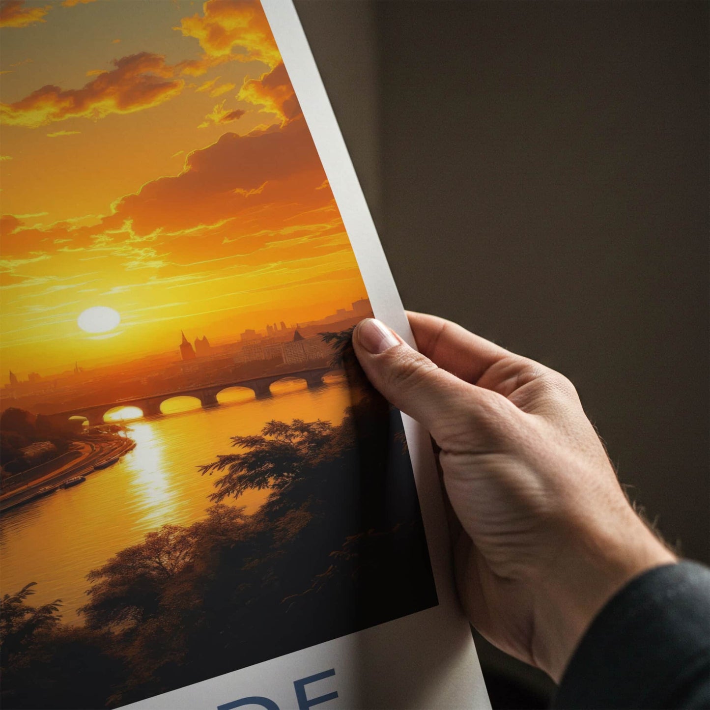 Belgrade Poster - Serbia Travel Art - Golden River Sunset Home Decor