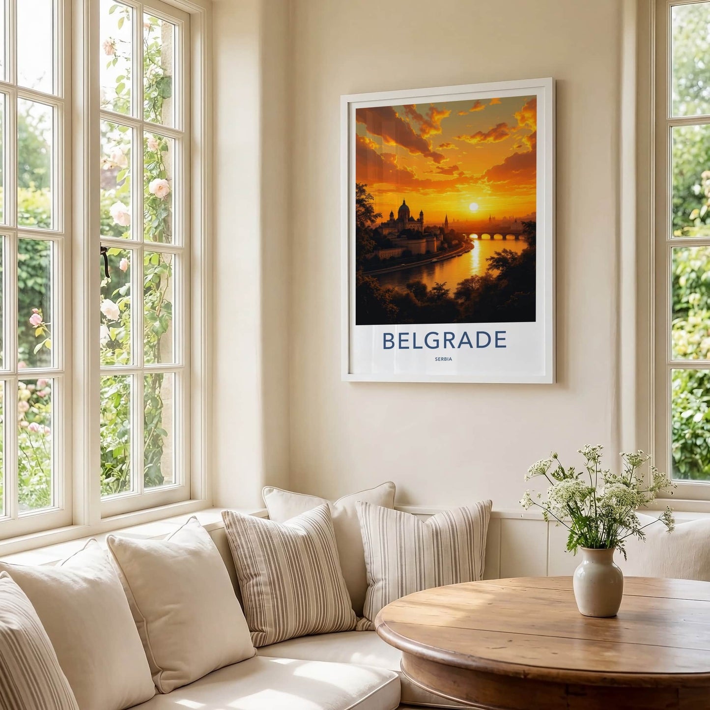 Belgrade Poster - Serbia Travel Art - Golden River Sunset Home Decor