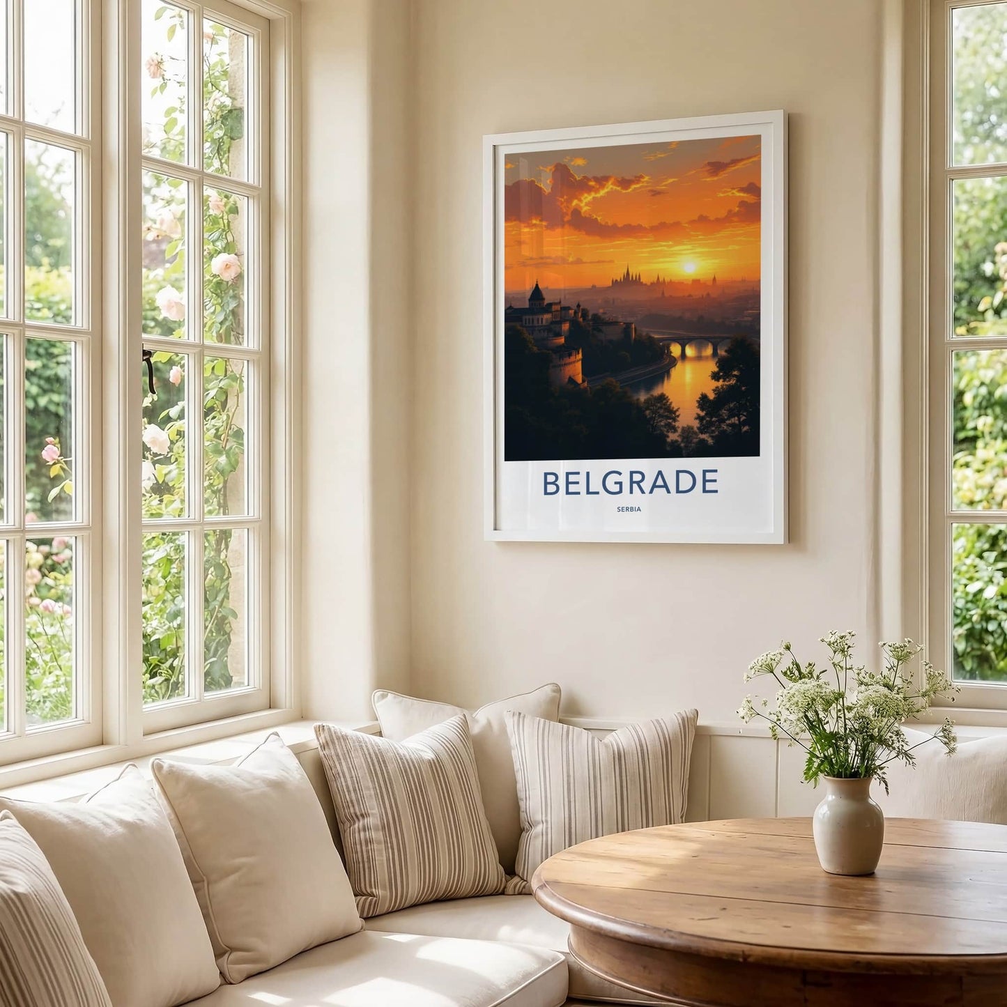 Belgrade Poster - Serbia Travel Print - Historic Fortress River Wall Decor