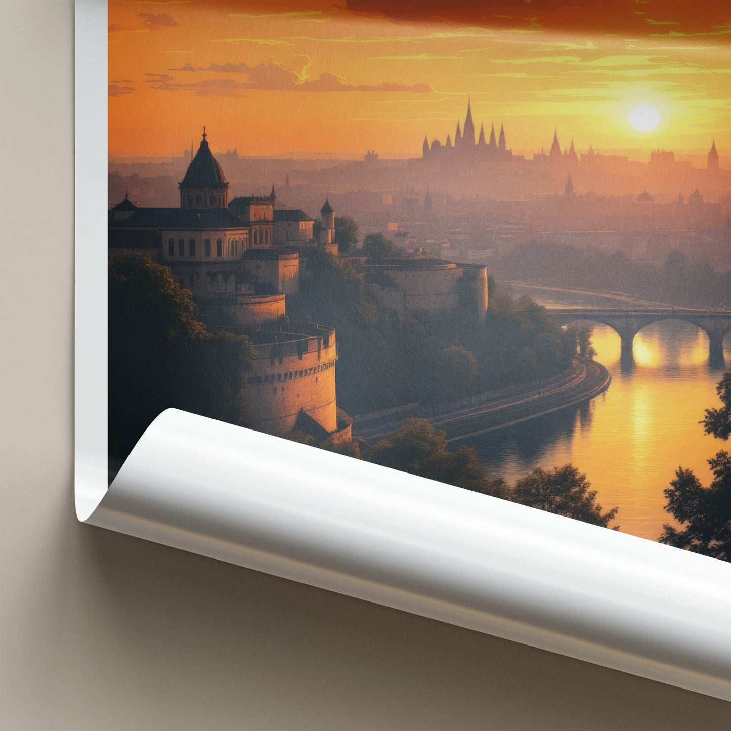 Belgrade Poster - Serbia Travel Print - Historic Fortress River Wall Decor