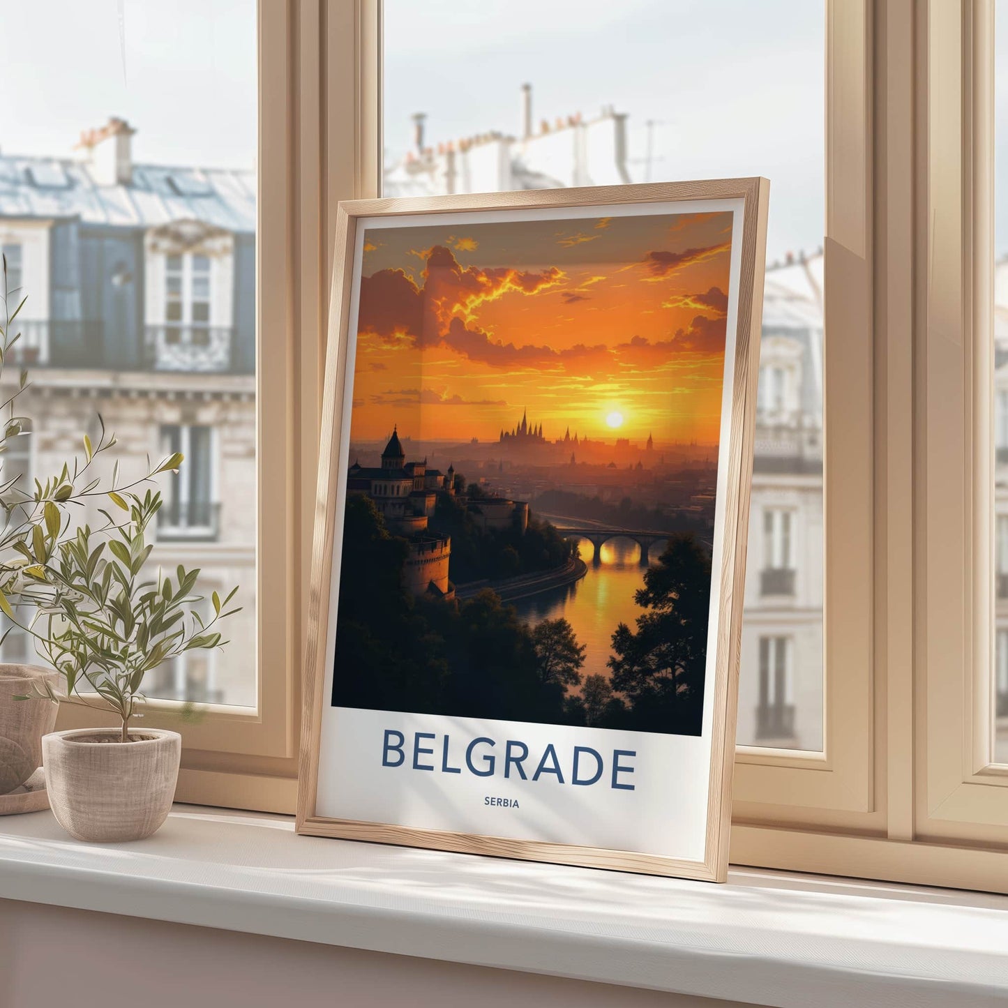Belgrade Poster - Serbia Travel Print - Historic Fortress River Wall Decor