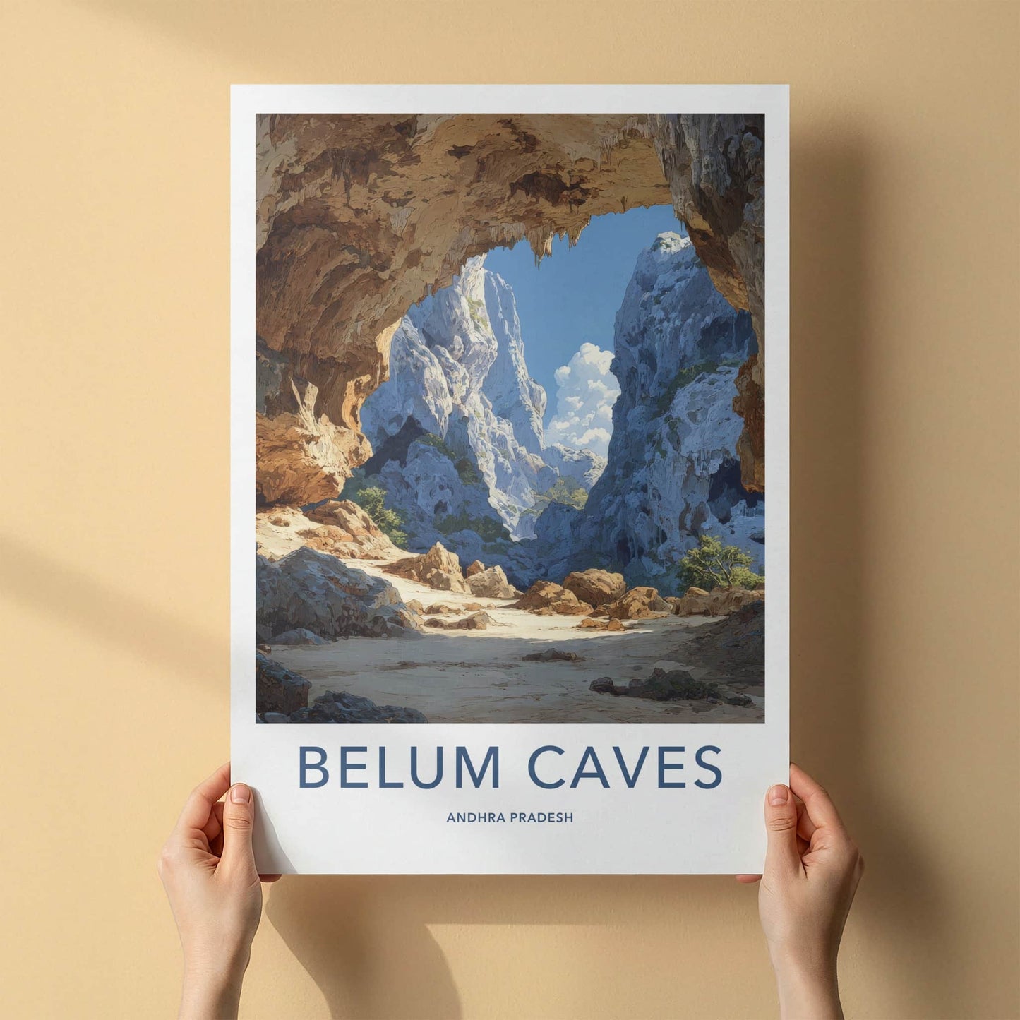 Belum Caves Poster - India Andhra Pradesh Cavern Entrance Travel Art - Home Decor
